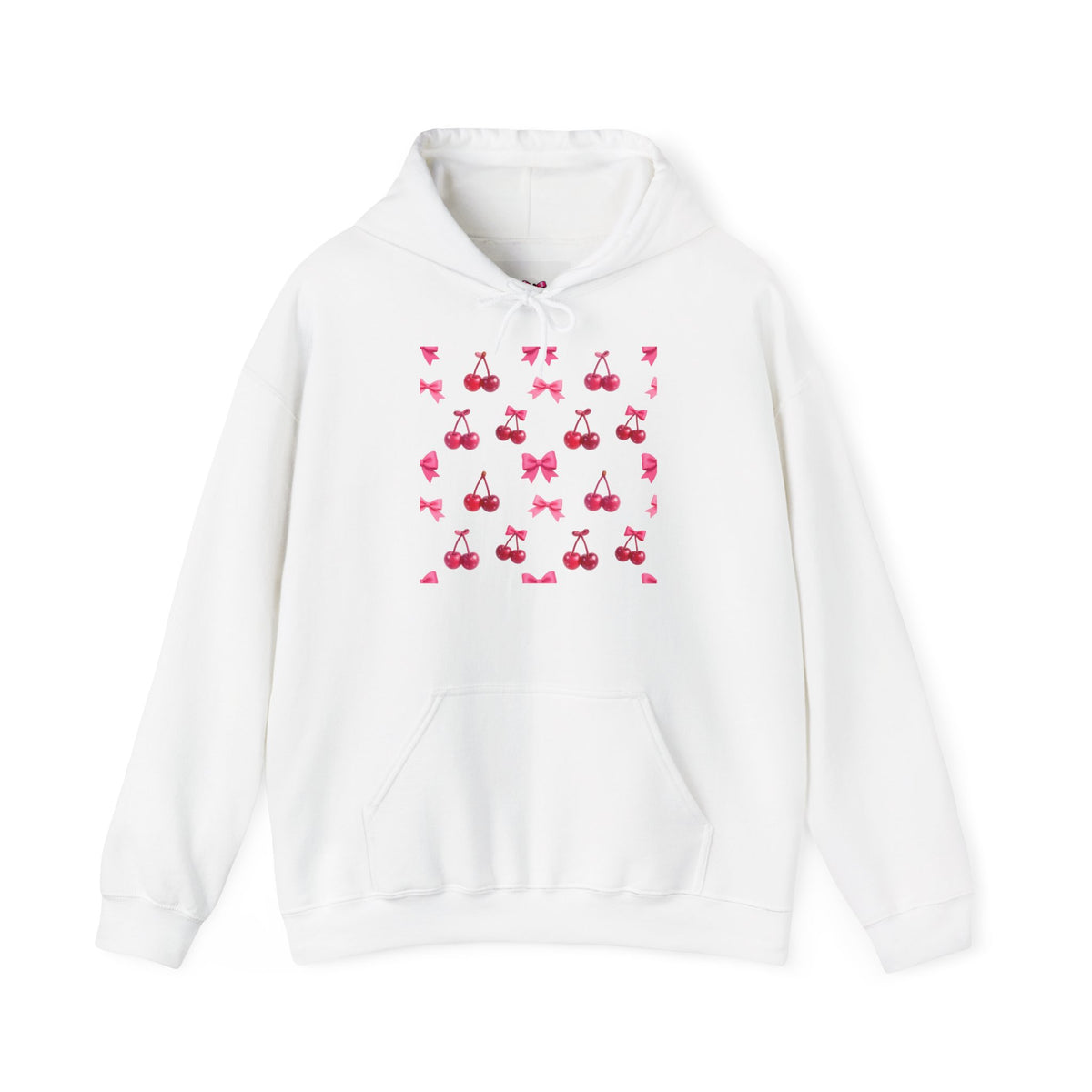 Kirsch-Hoodie Damen – Pinker Pullover mit Kirschenmuster | Kawaii Streetwear