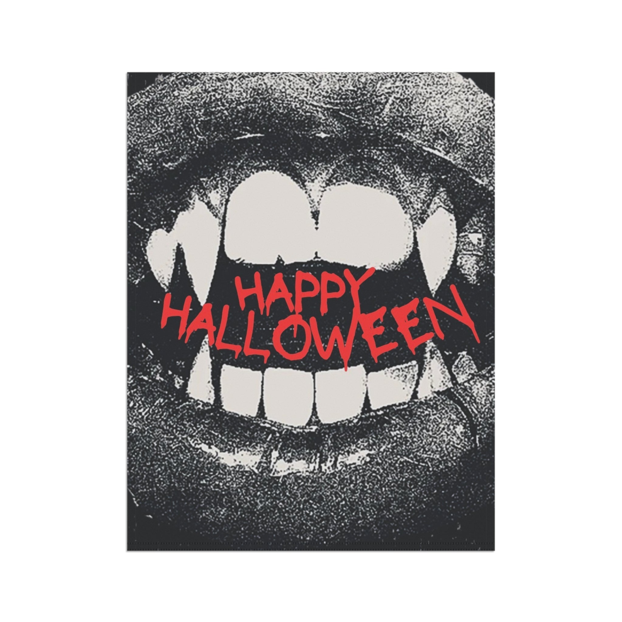 Happy Halloween“ Garten- & Hausbanner mit Vampirzähnen | Gruselige Halloween Flagge
