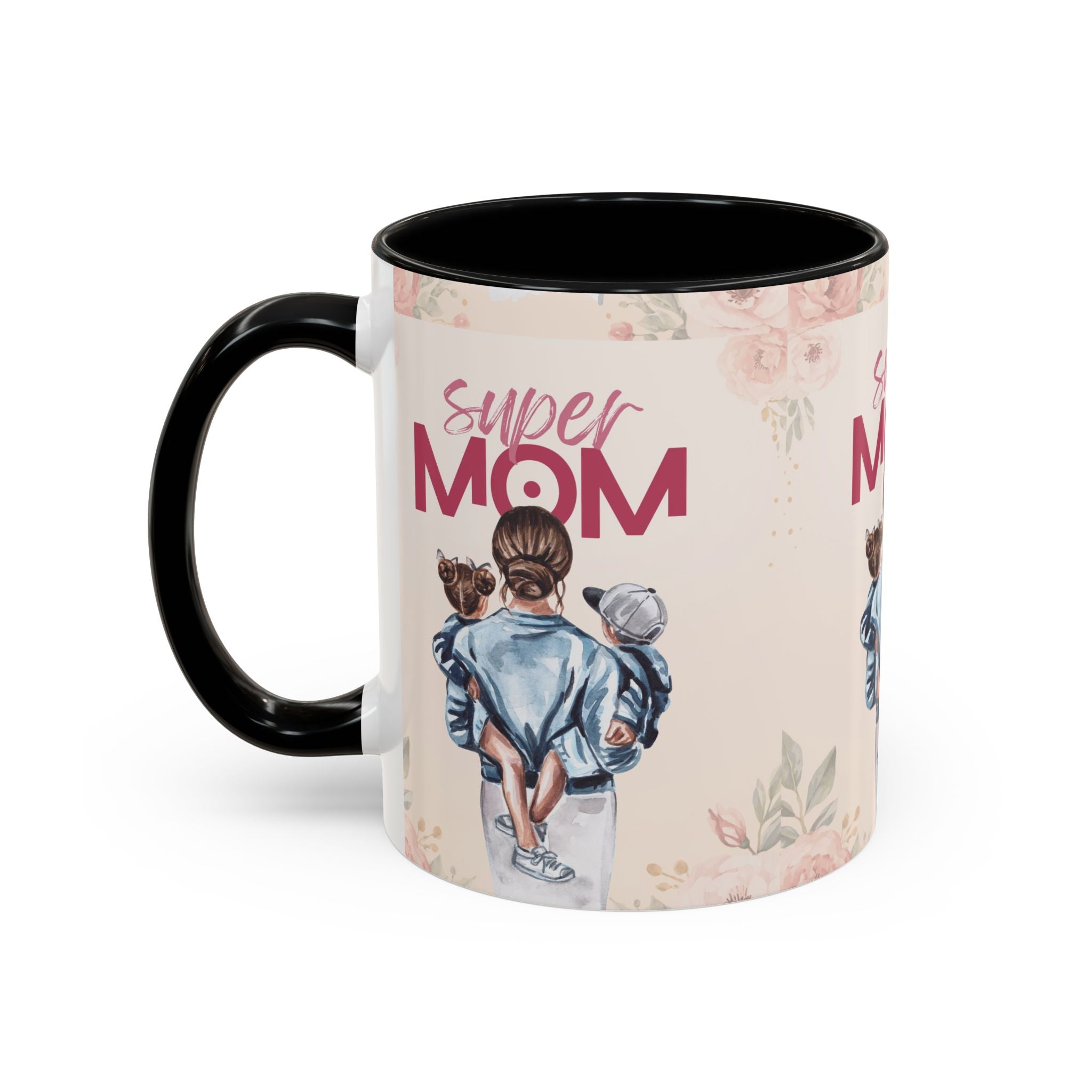 Keramikbecher „Super MOM“ mit Farbakzent | Tasse für Mamas