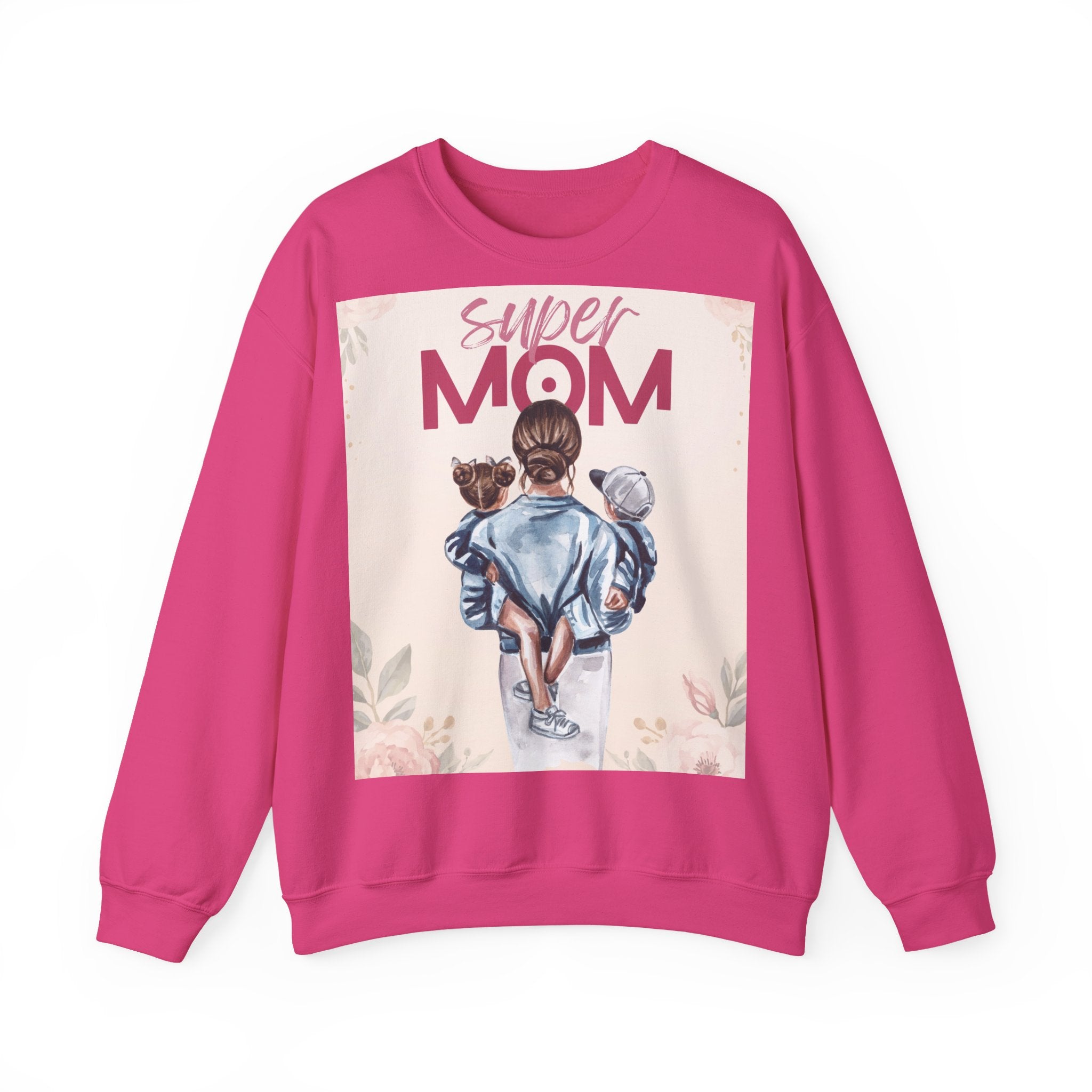 Unisex Sweatshirt „Super Mom“ | Gemütlicher Pullover mit Blumen-Illustration