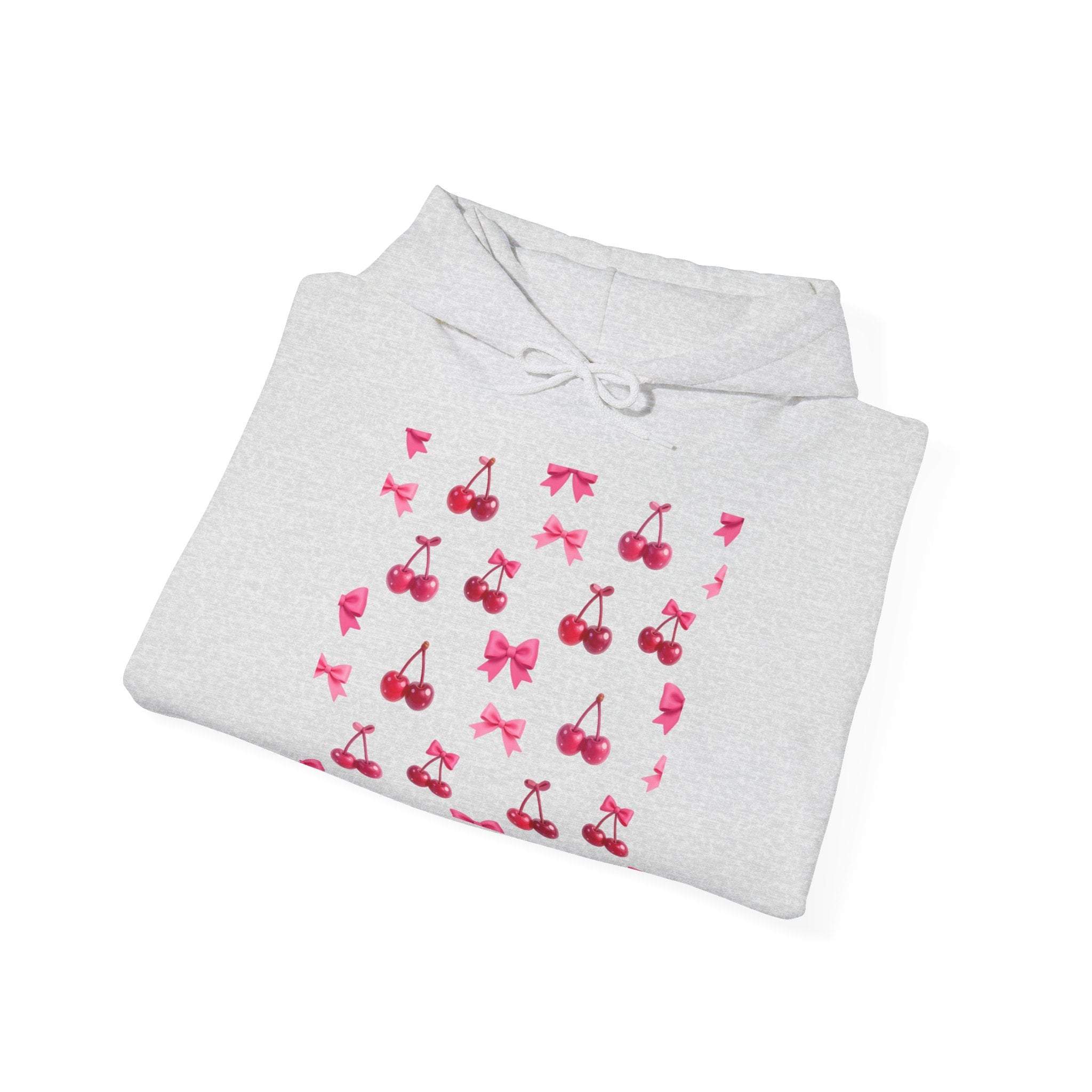 Cherry Hoodie — Pinker Kirsch-Pullover mit Grafik-Print