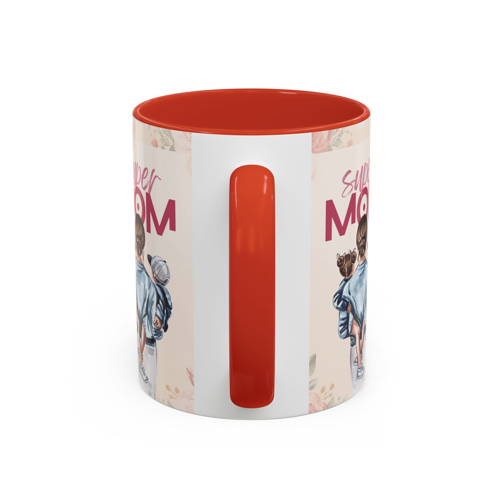 Keramikbecher „Super MOM“ mit Farbakzent | Tasse für Mamas