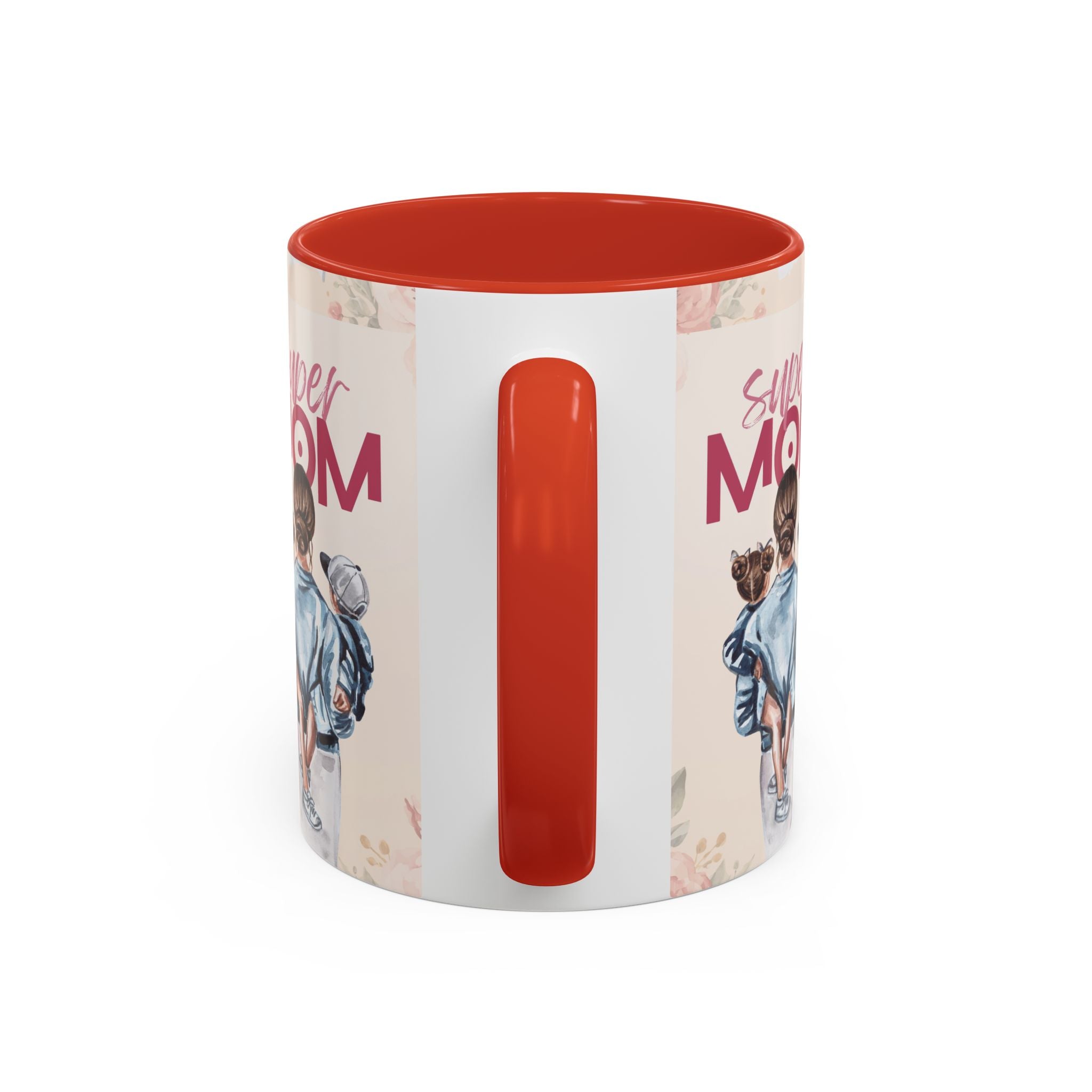 Keramikbecher „Super MOM“ mit Farbakzent | Tasse für Mamas