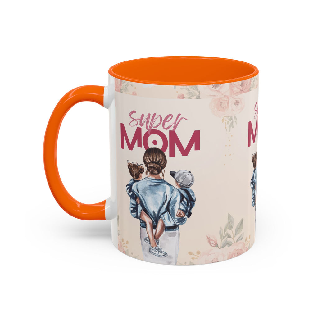 Keramikbecher „Super MOM“ mit Farbakzent | Tasse für Mamas