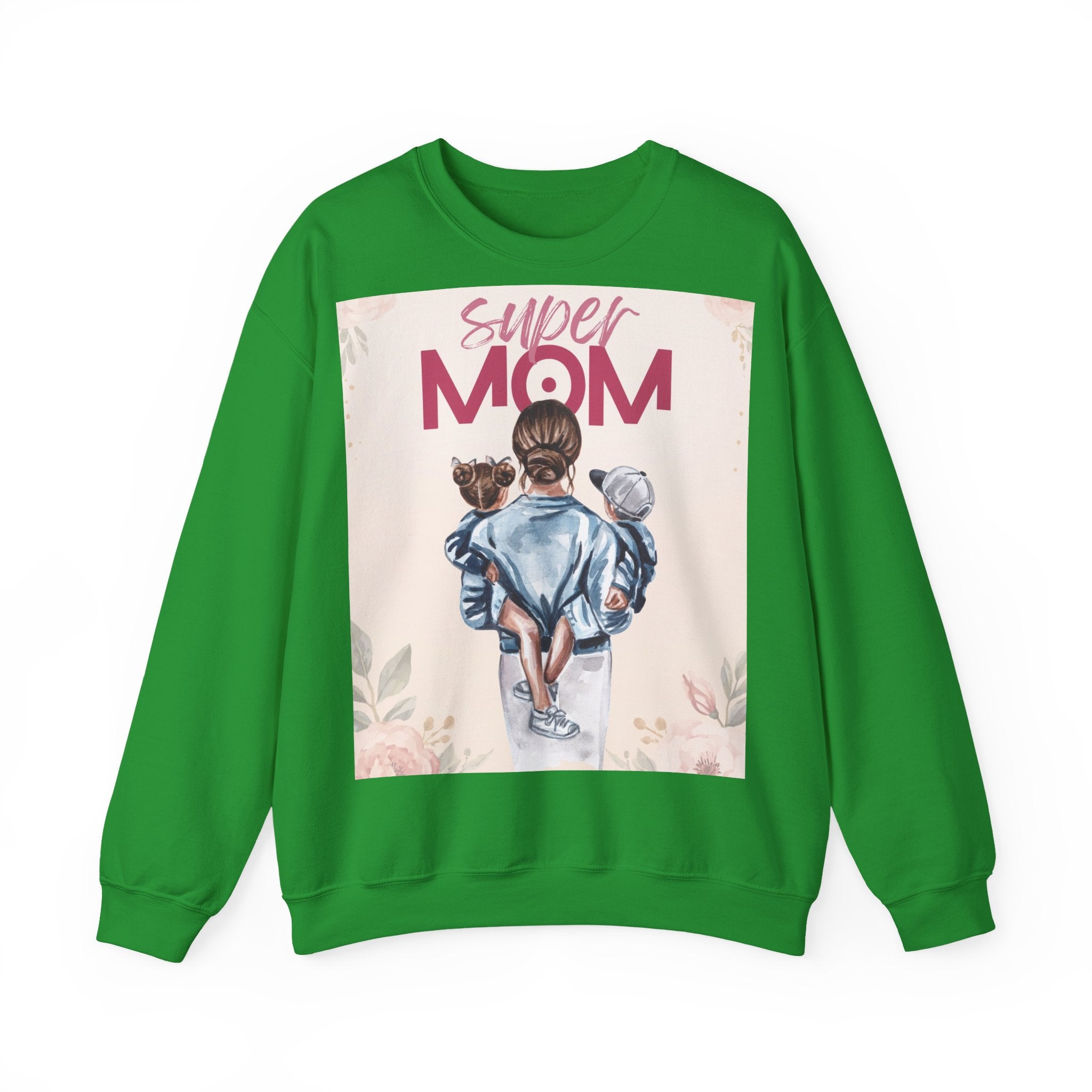Unisex Sweatshirt „Super Mom“ | Gemütlicher Pullover mit Blumen-Illustration