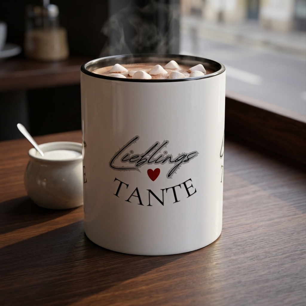 Lieblings Tante Kaffeebecher — Akzent-Keramiktasse mit Herz (11/15oz)