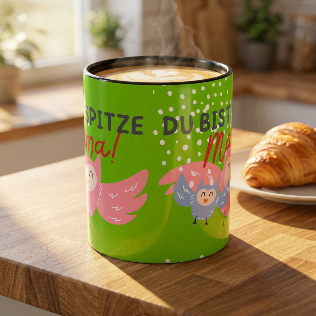 Mama Tasse – Du bist spitze! – Eulen-Motiv | Keramik Kaffeebecher Muttertagsgeschenk (11/15oz)