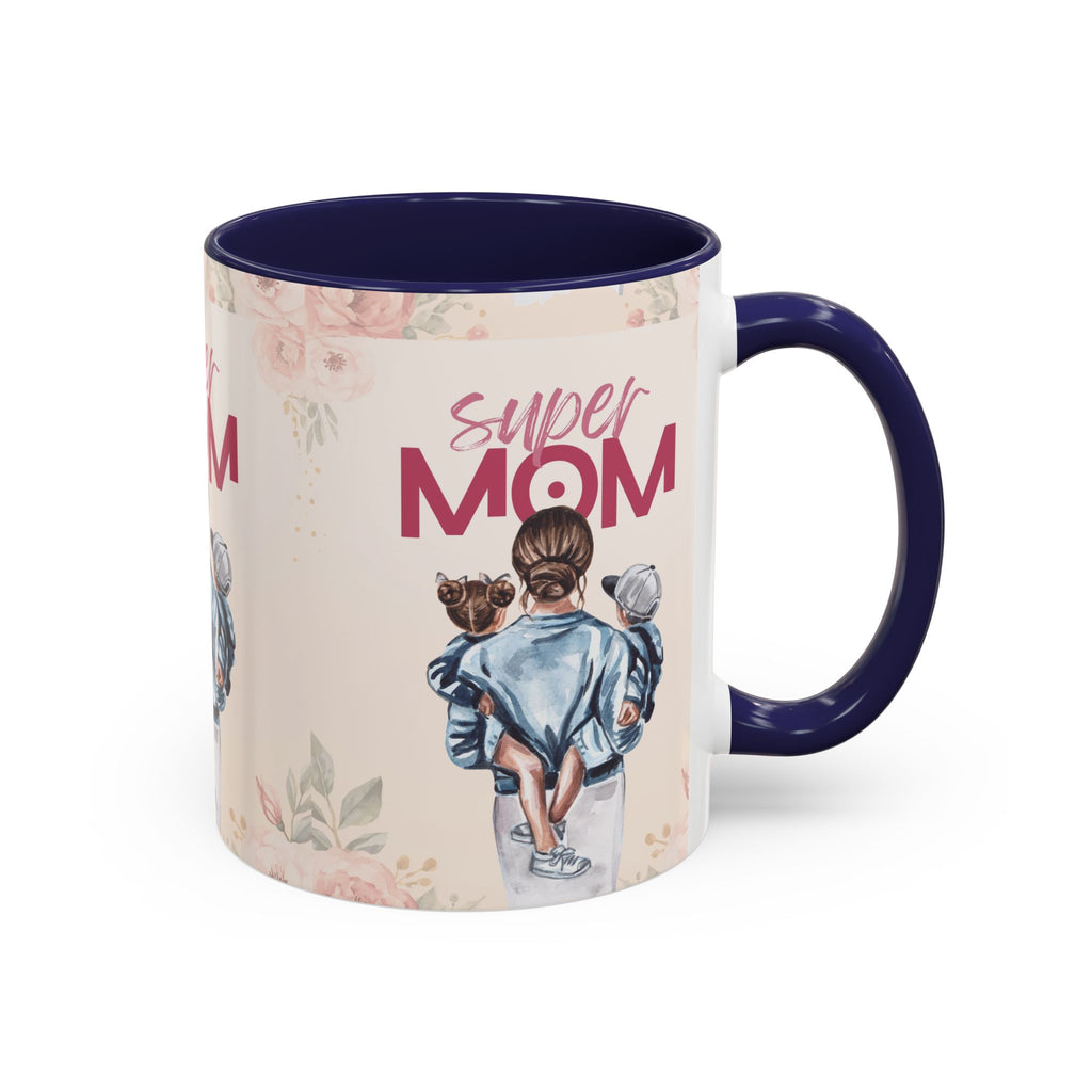 Keramikbecher „Super MOM“ mit Farbakzent | Tasse für Mamas