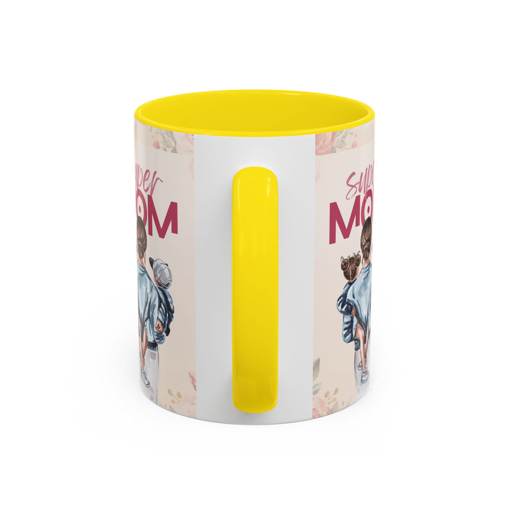 Keramikbecher „Super MOM“ mit Farbakzent | Tasse für Mamas