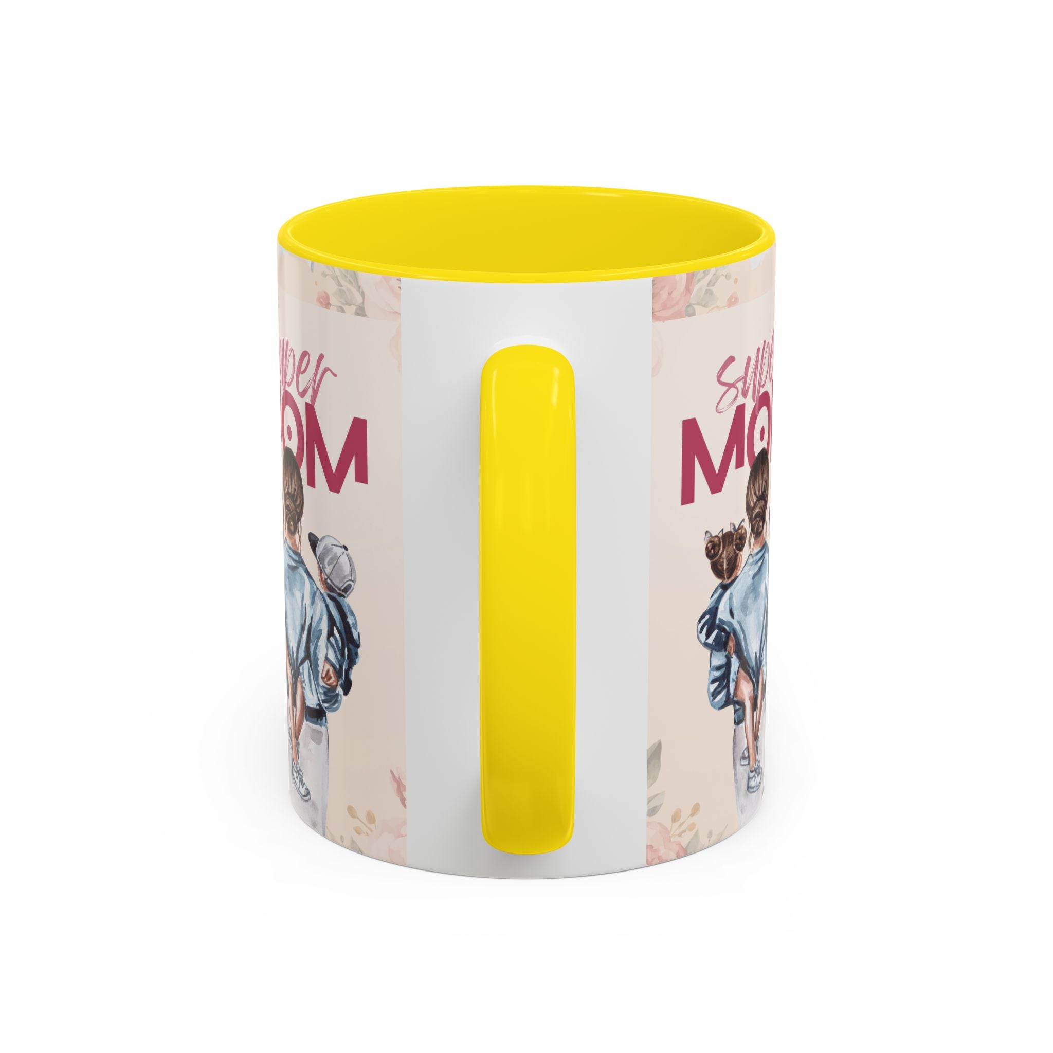 Keramikbecher „Super MOM“ mit Farbakzent | Tasse für Mamas