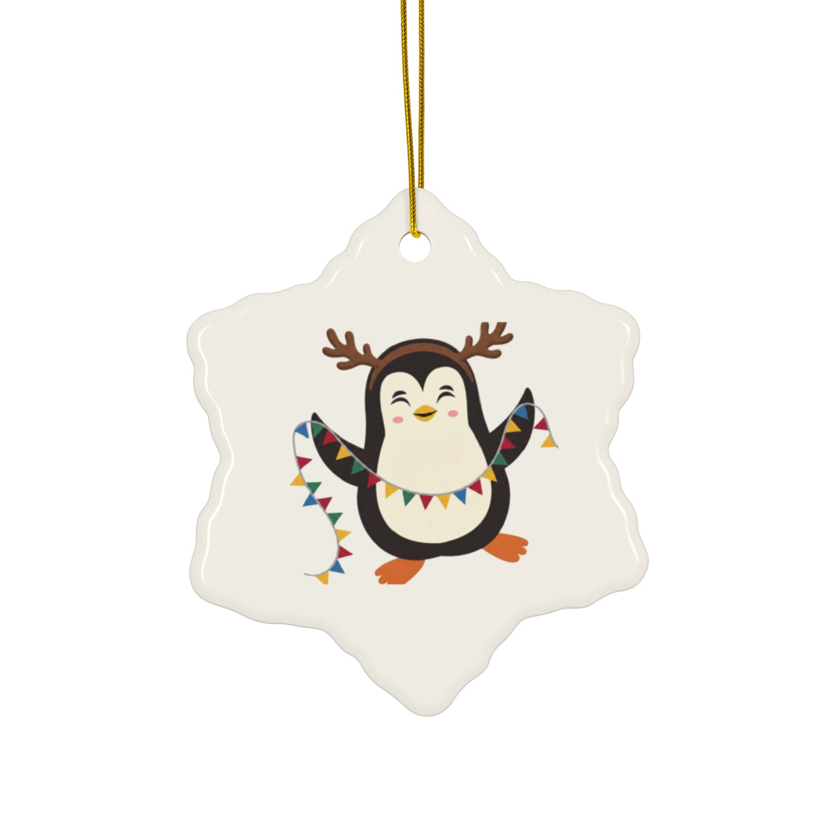 Keramik-Weihnachtsanhänger in 4 Formen – Christbaumschmuck Stern, Herz, Kreis, Schneeflocke