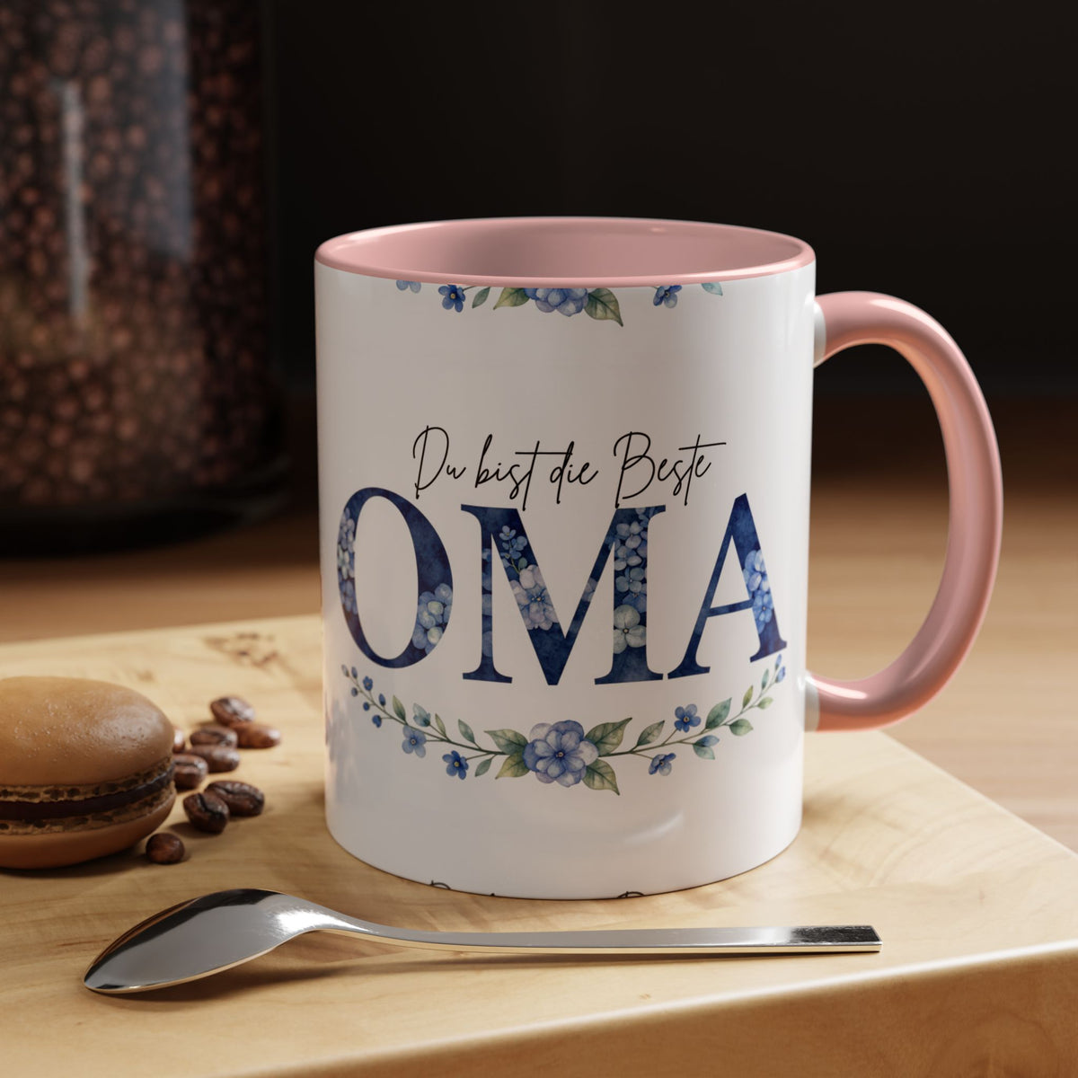 Oma Tasse – Du bist die Beste – Blumen-Motiv | Keramik Kaffeetasse Geschenk (11/15oz)
