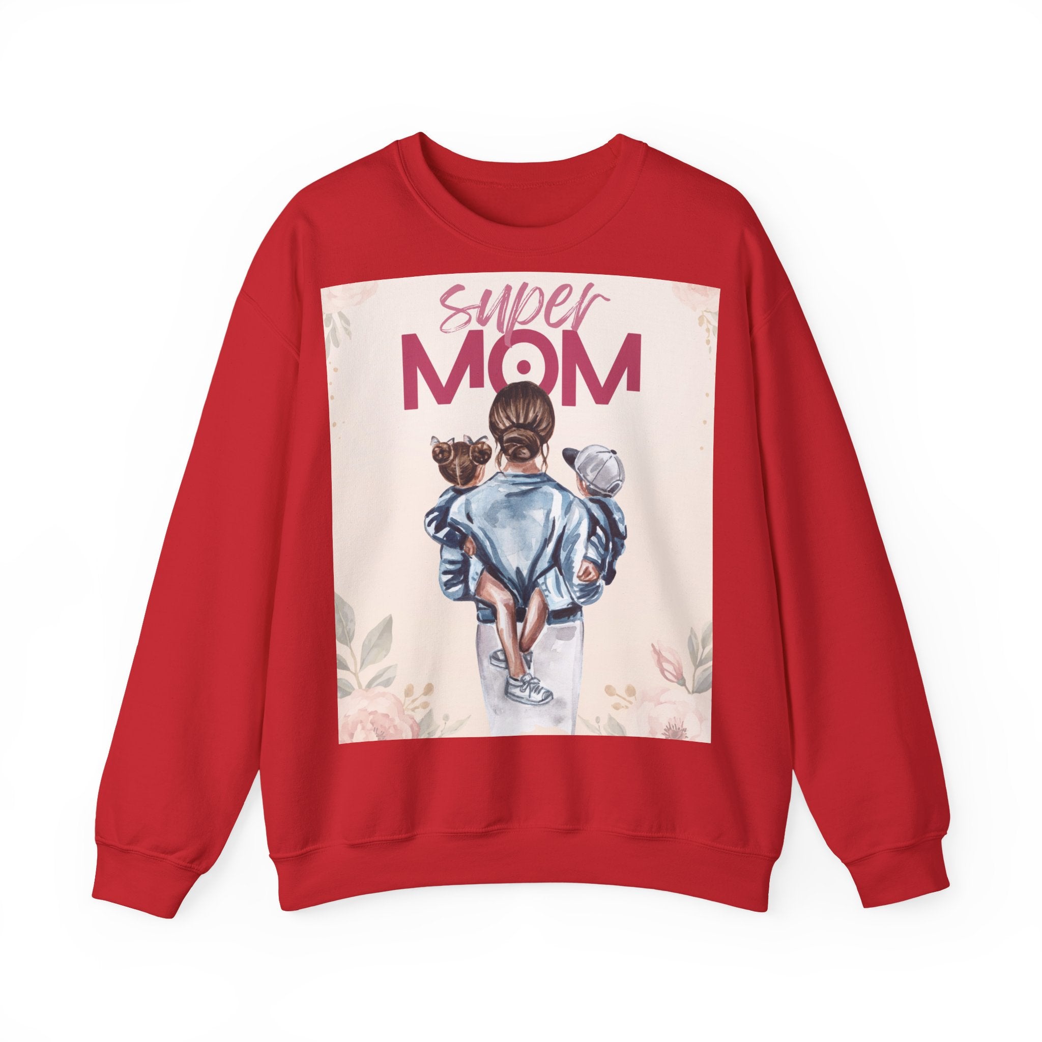 Unisex Sweatshirt „Super Mom“ | Gemütlicher Pullover mit Blumen-Illustration