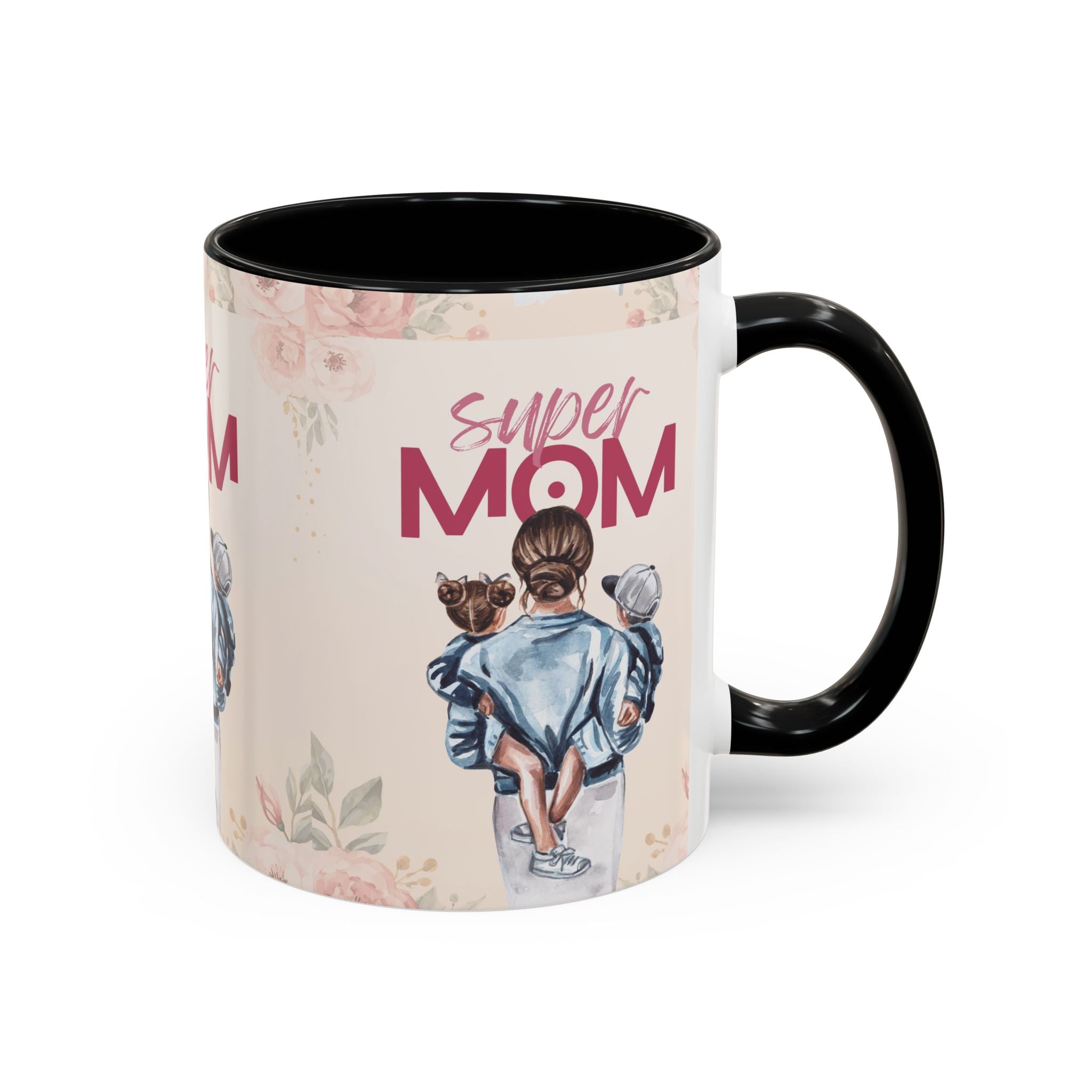 Keramikbecher „Super MOM“ mit Farbakzent | Tasse für Mamas