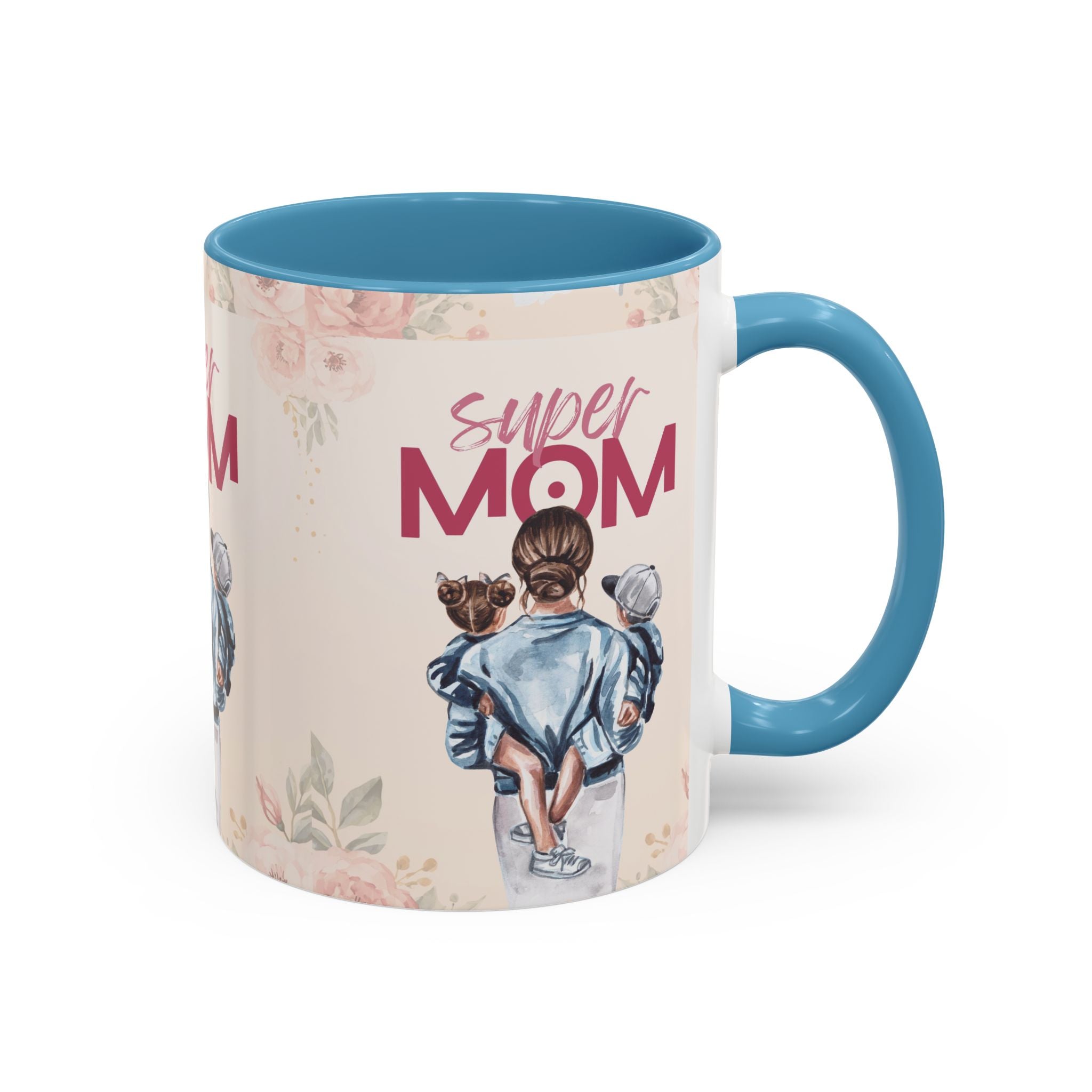 Keramikbecher „Super MOM“ mit Farbakzent | Tasse für Mamas