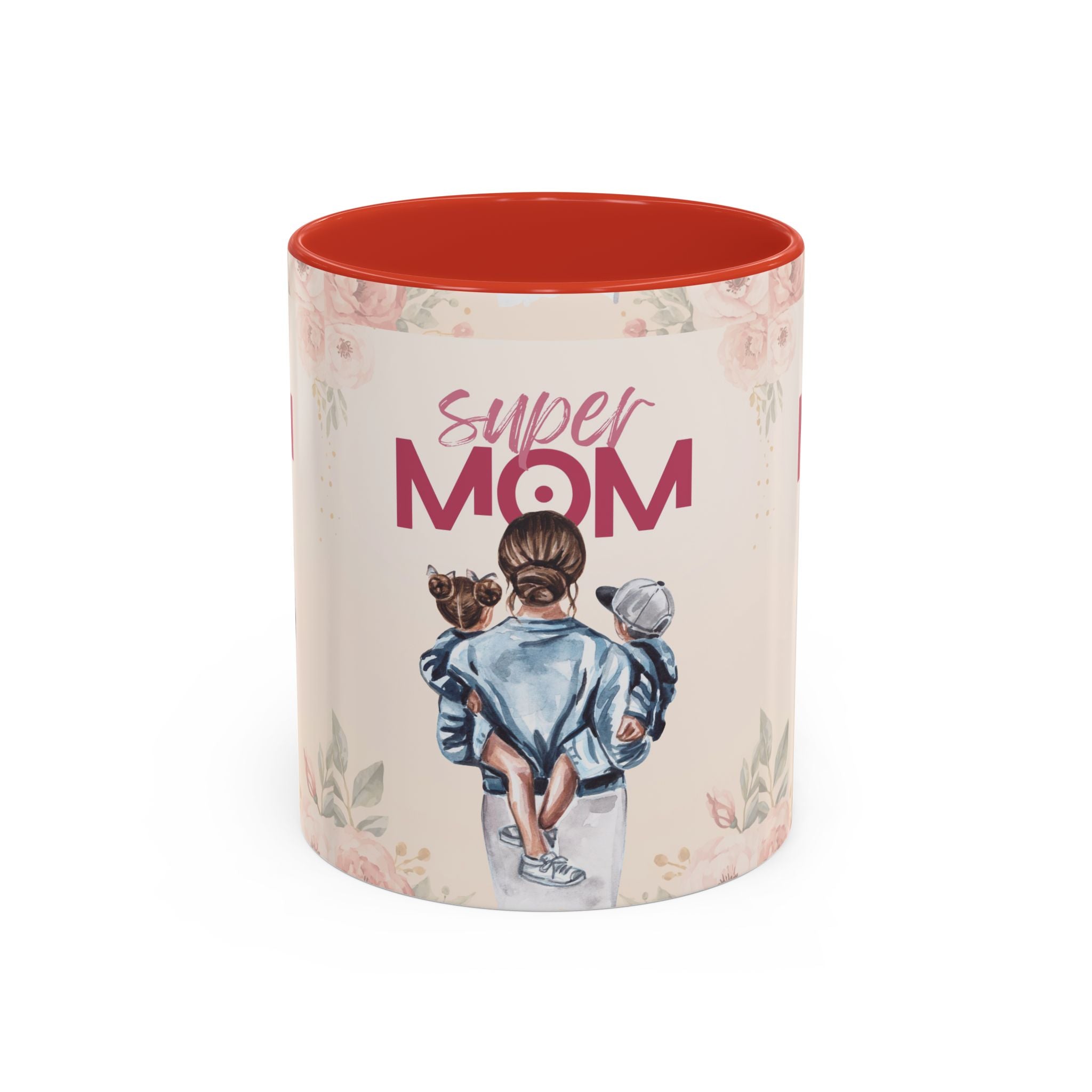 Keramikbecher „Super MOM“ mit Farbakzent | Tasse für Mamas