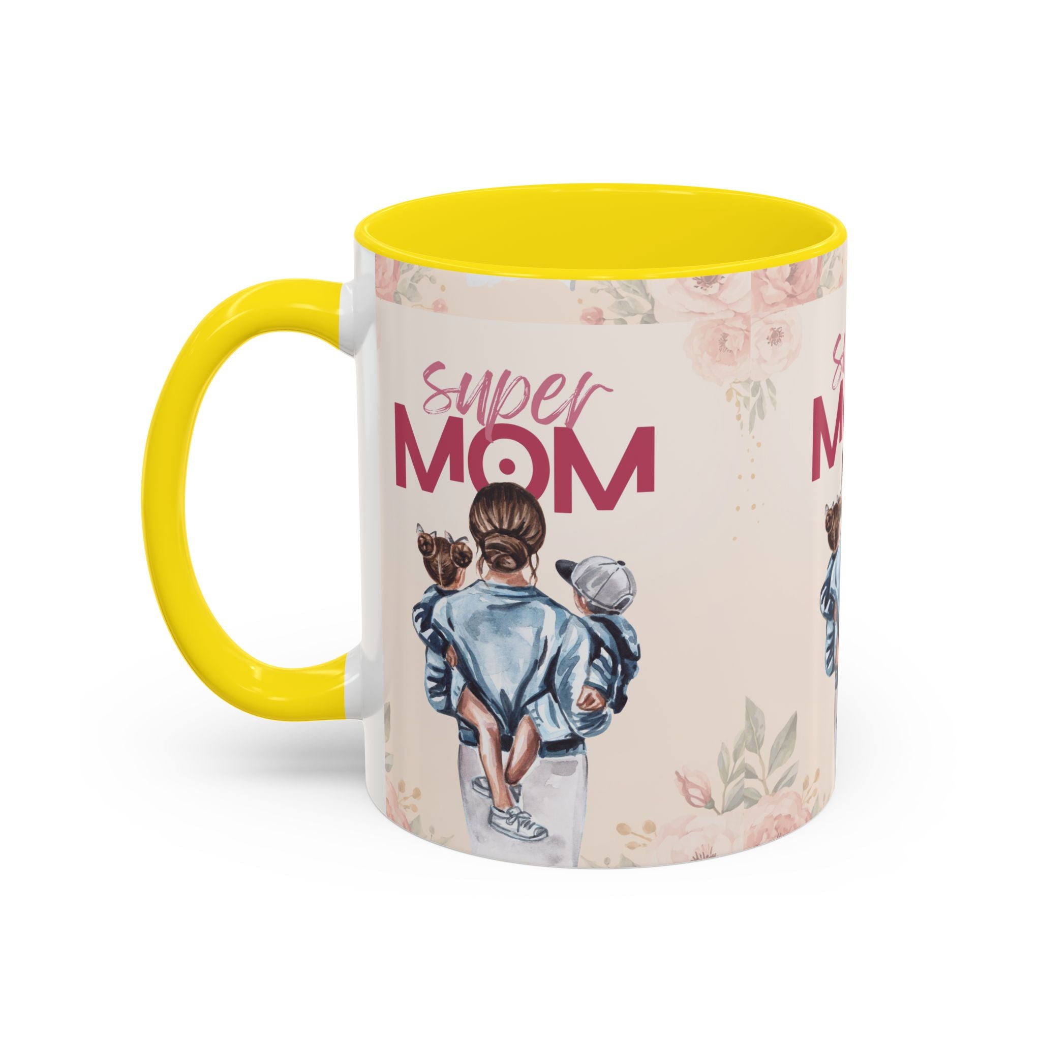 Keramikbecher „Super MOM“ mit Farbakzent | Tasse für Mamas