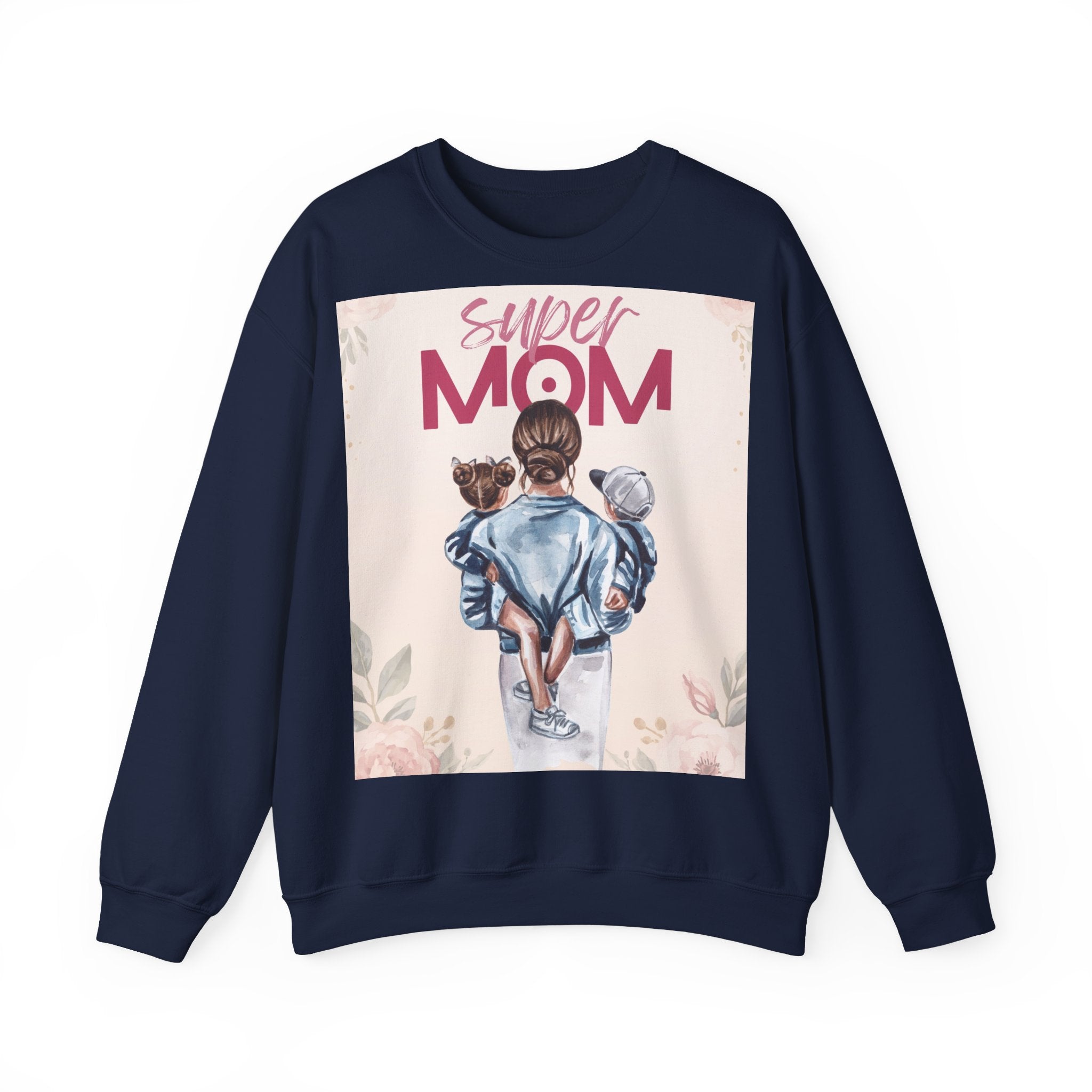 Unisex Sweatshirt „Super Mom“ | Gemütlicher Pullover mit Blumen-Illustration