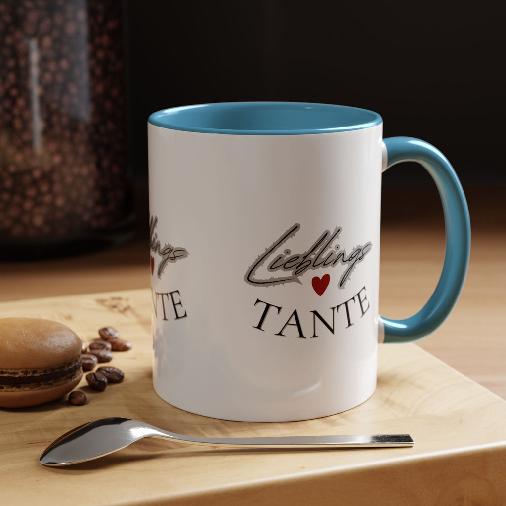 Lieblings Tante Kaffeebecher — Akzent-Keramiktasse mit Herz (11/15oz)