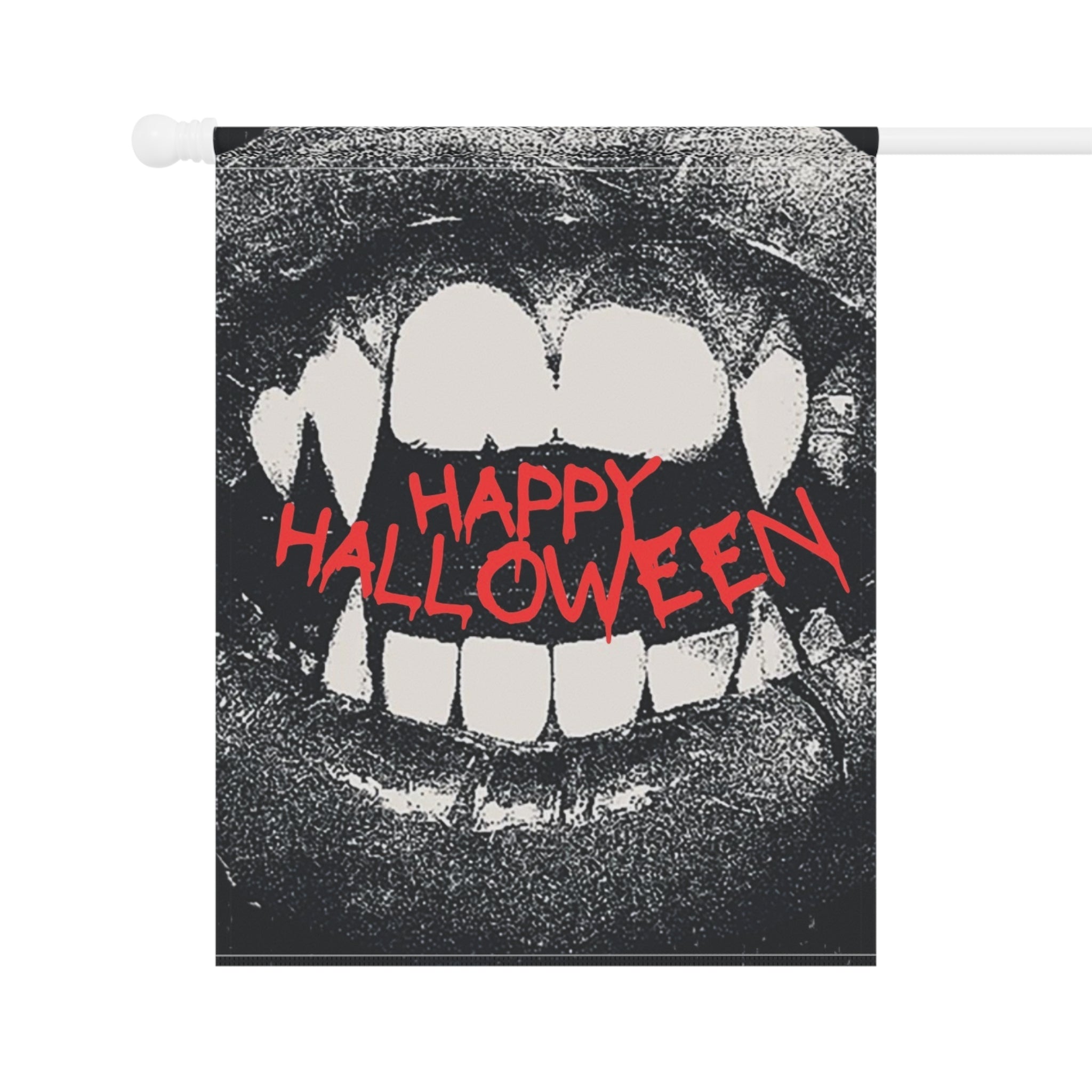 Happy Halloween“ Garten- & Hausbanner mit Vampirzähnen | Gruselige Halloween Flagge