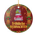 Keramik-Weihnachtskugel „Vintage Roter LKW“ – Nostalgischer Christbaumschmuck mit Golddetails