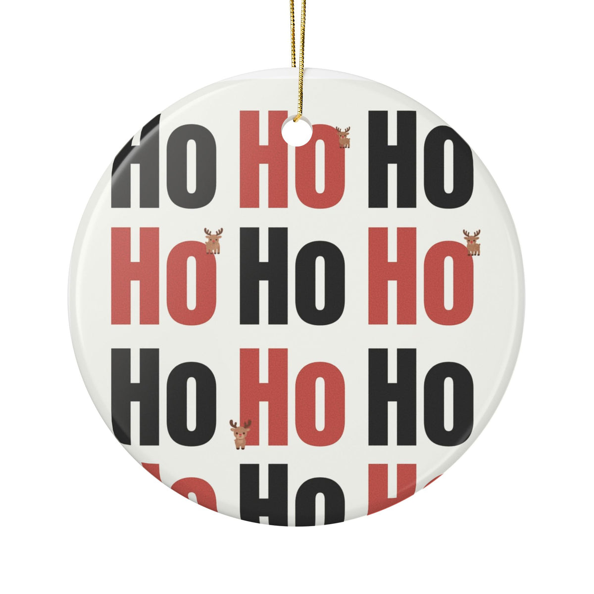 Keramik-Weihnachtsanhänger „Ho Ho Ho“ – Moderner Christbaumschmuck