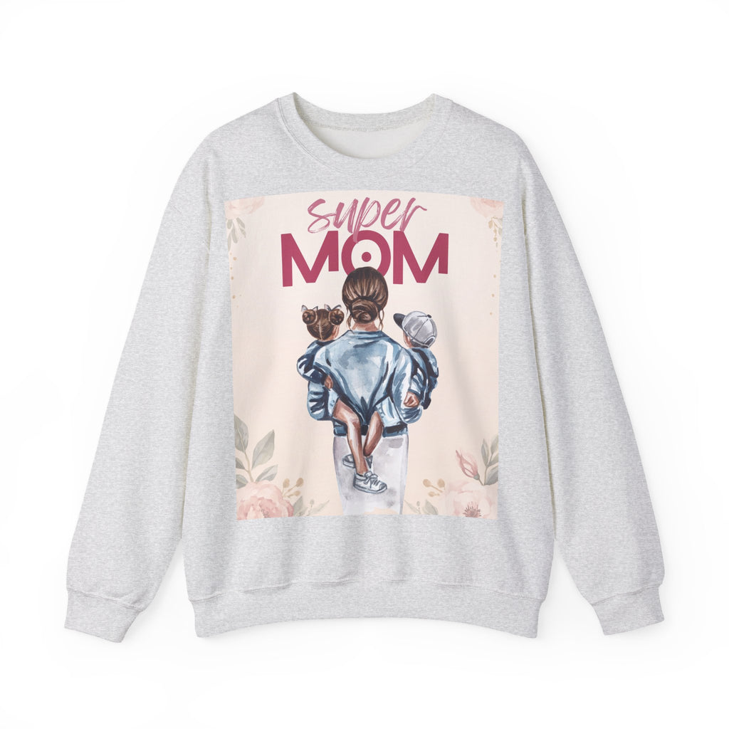 Unisex Sweatshirt „Super Mom“ | Gemütlicher Pullover mit Blumen-Illustration