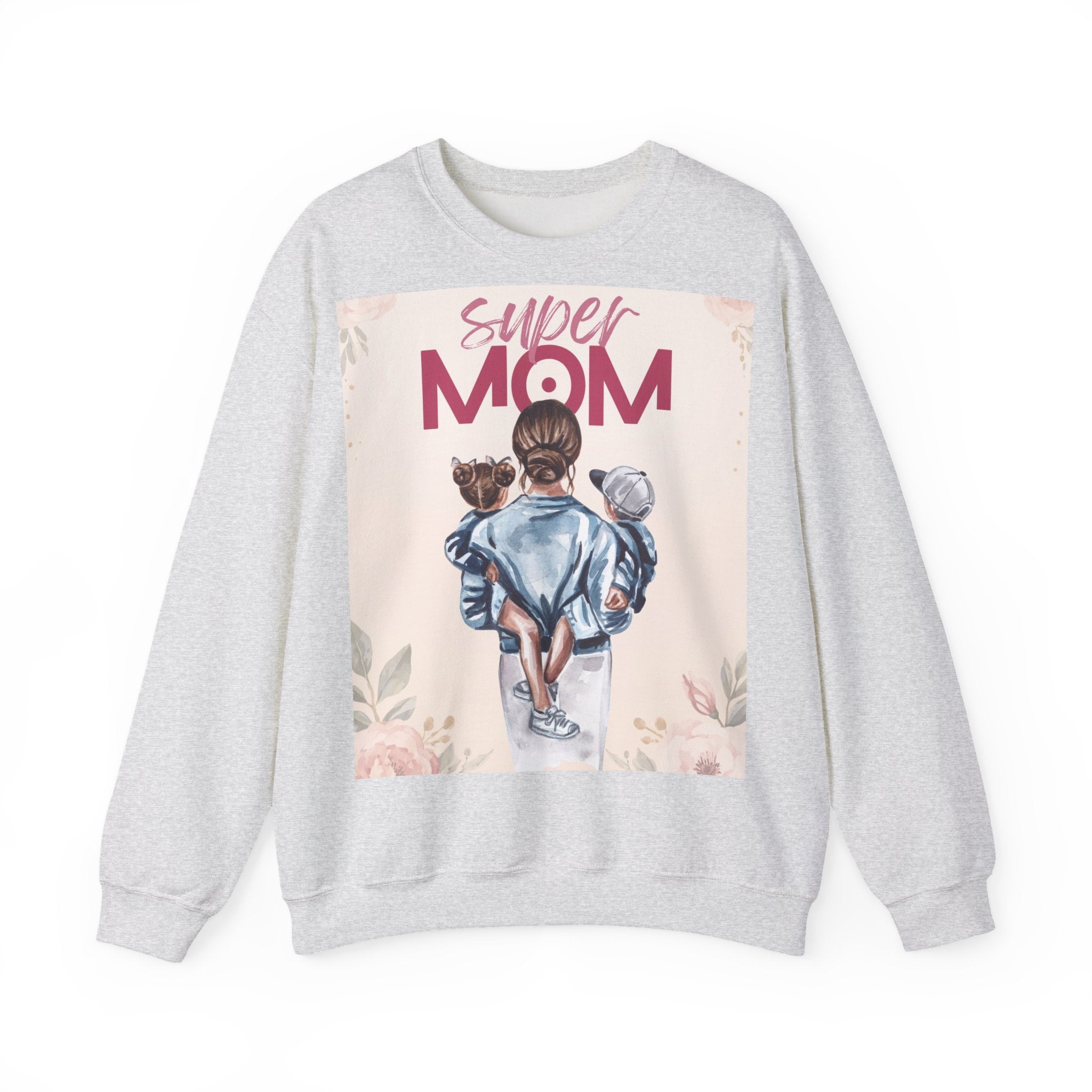 Unisex Sweatshirt „Super Mom“ | Gemütlicher Pullover mit Blumen-Illustration