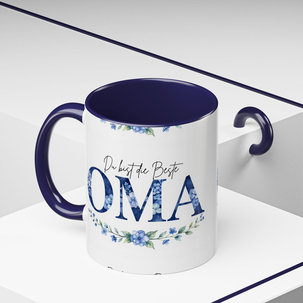 Oma Tasse – Du bist die Beste – Blumen-Motiv | Keramik Kaffeetasse Geschenk (11/15oz)