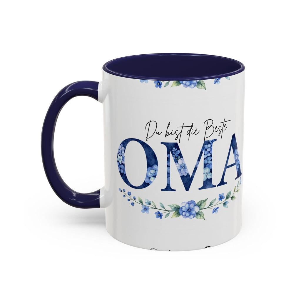Oma Tasse – Du bist die Beste – Blumen-Motiv | Keramik Kaffeetasse Geschenk (11/15oz)