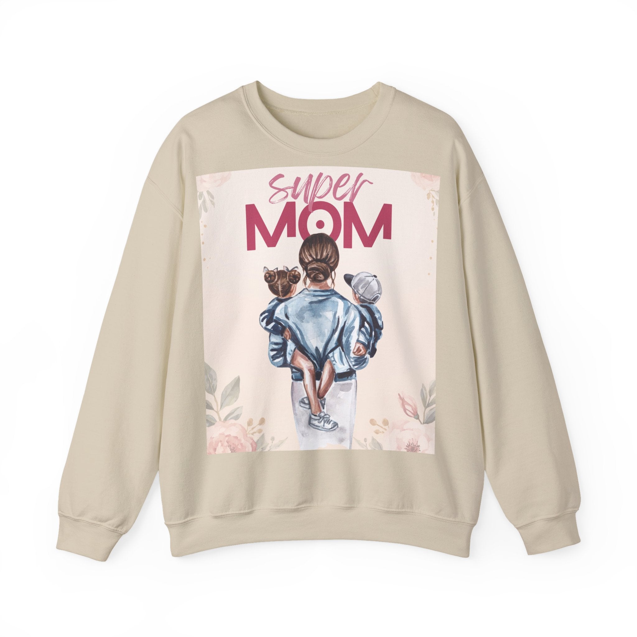 Unisex Sweatshirt „Super Mom“ | Gemütlicher Pullover mit Blumen-Illustration