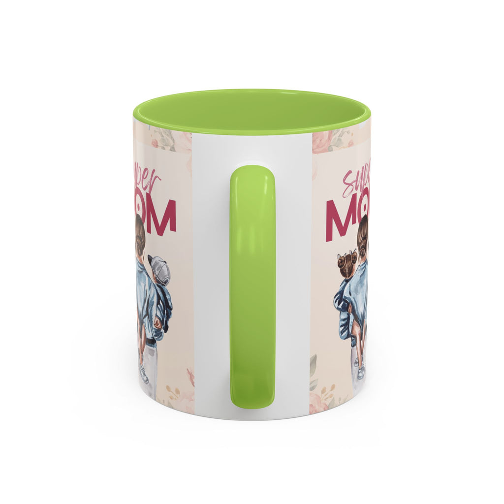 Keramikbecher „Super MOM“ mit Farbakzent | Tasse für Mamas