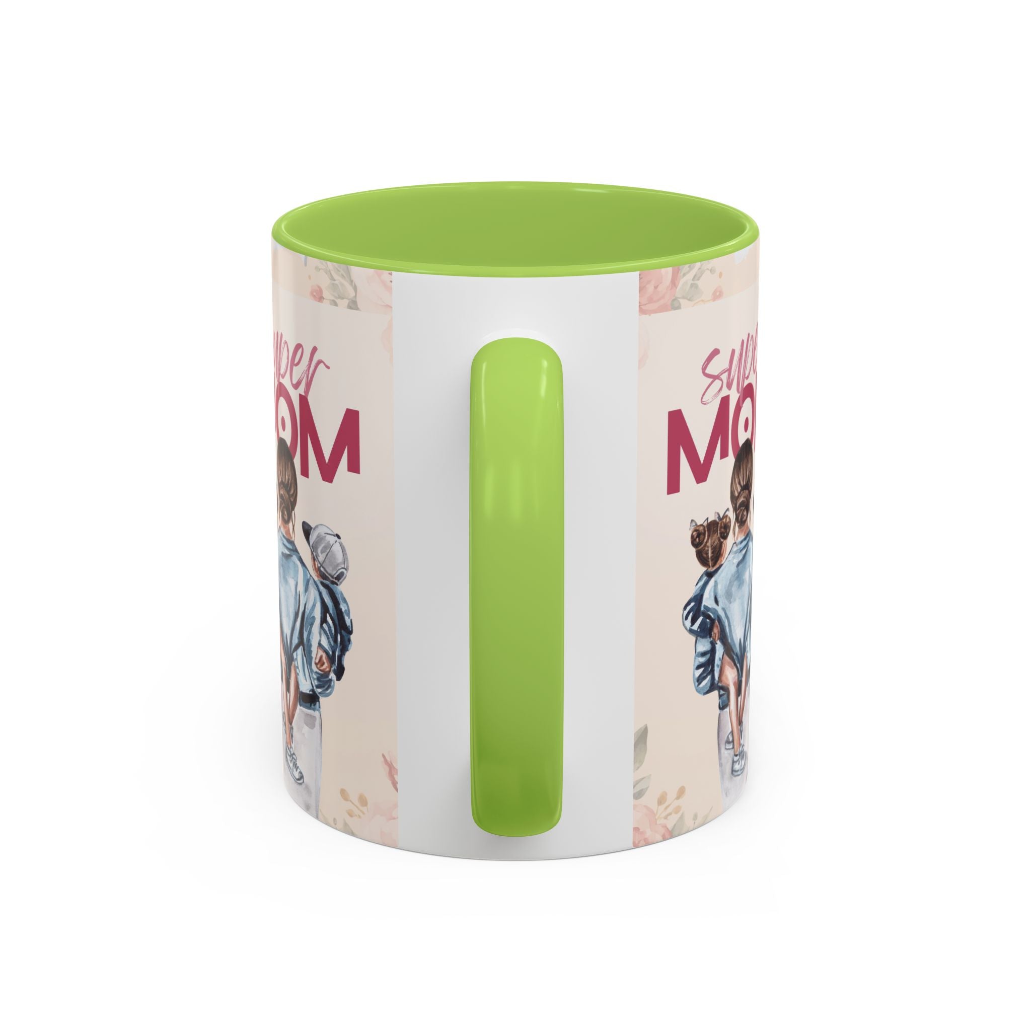Keramikbecher „Super MOM“ mit Farbakzent | Tasse für Mamas