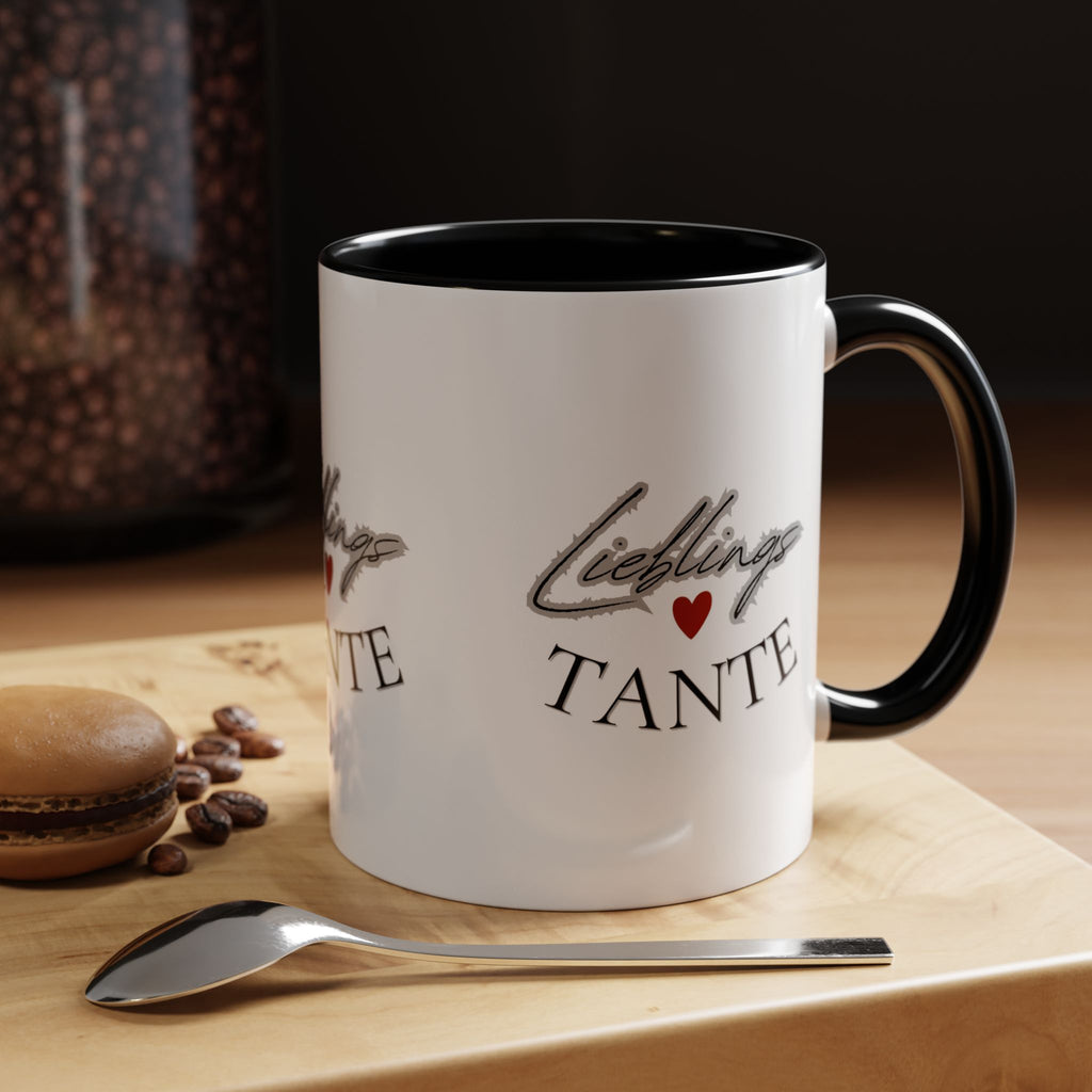 Lieblings Tante Kaffeebecher — Akzent-Keramiktasse mit Herz (11/15oz)