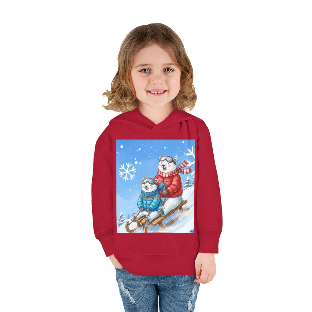 Kinder Fleece-Kapuzenpullover „Schlittenspaß mit Weihnachtsmann“ – Premium Qualität