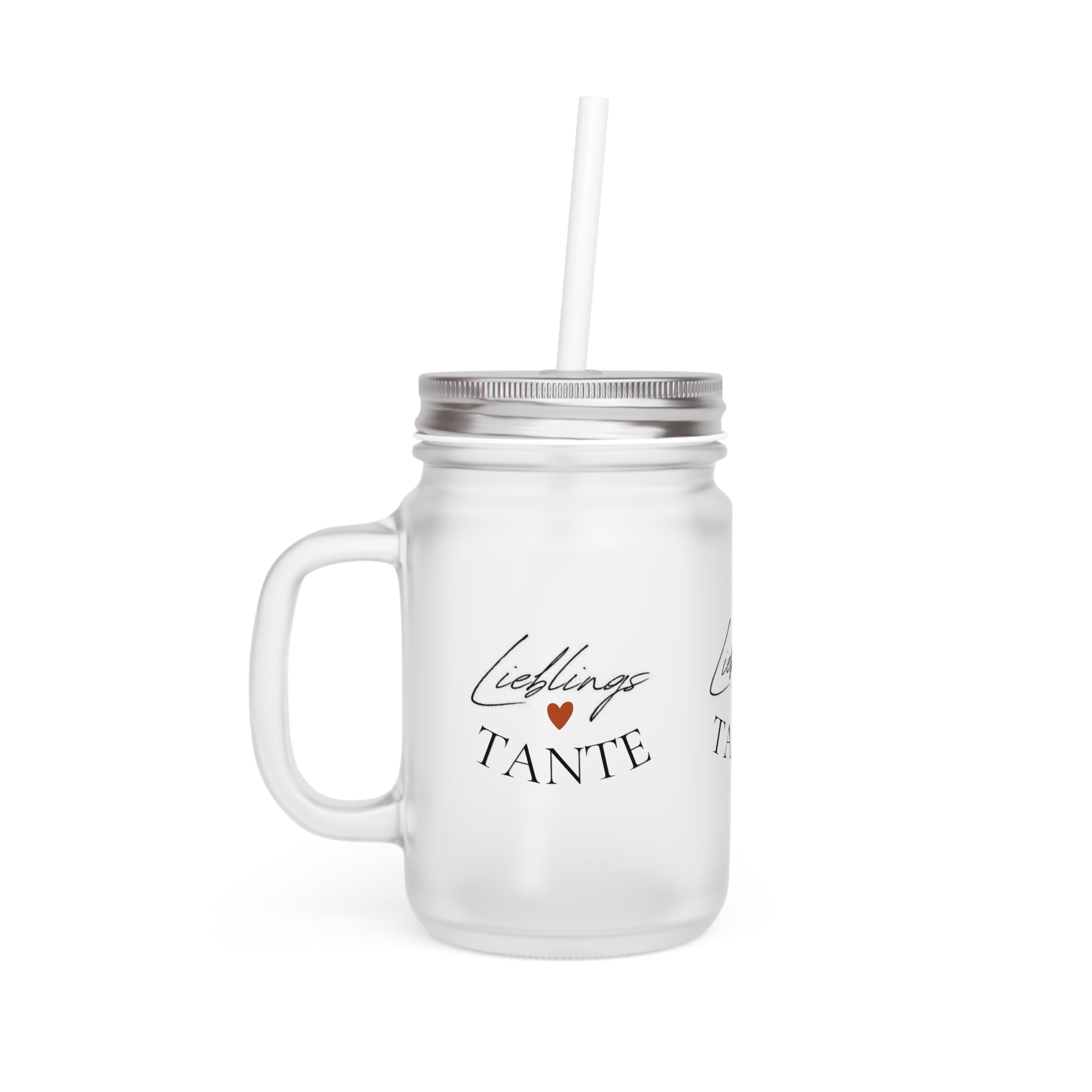 Lieblings-Tante Mason Jar | Trinkglas mit Strohhalm, Herz-Design für Tanten