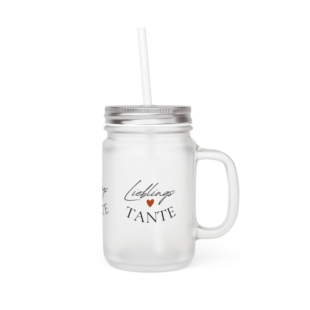 Lieblings-Tante Mason Jar | Trinkglas mit Strohhalm, Herz-Design für Tanten