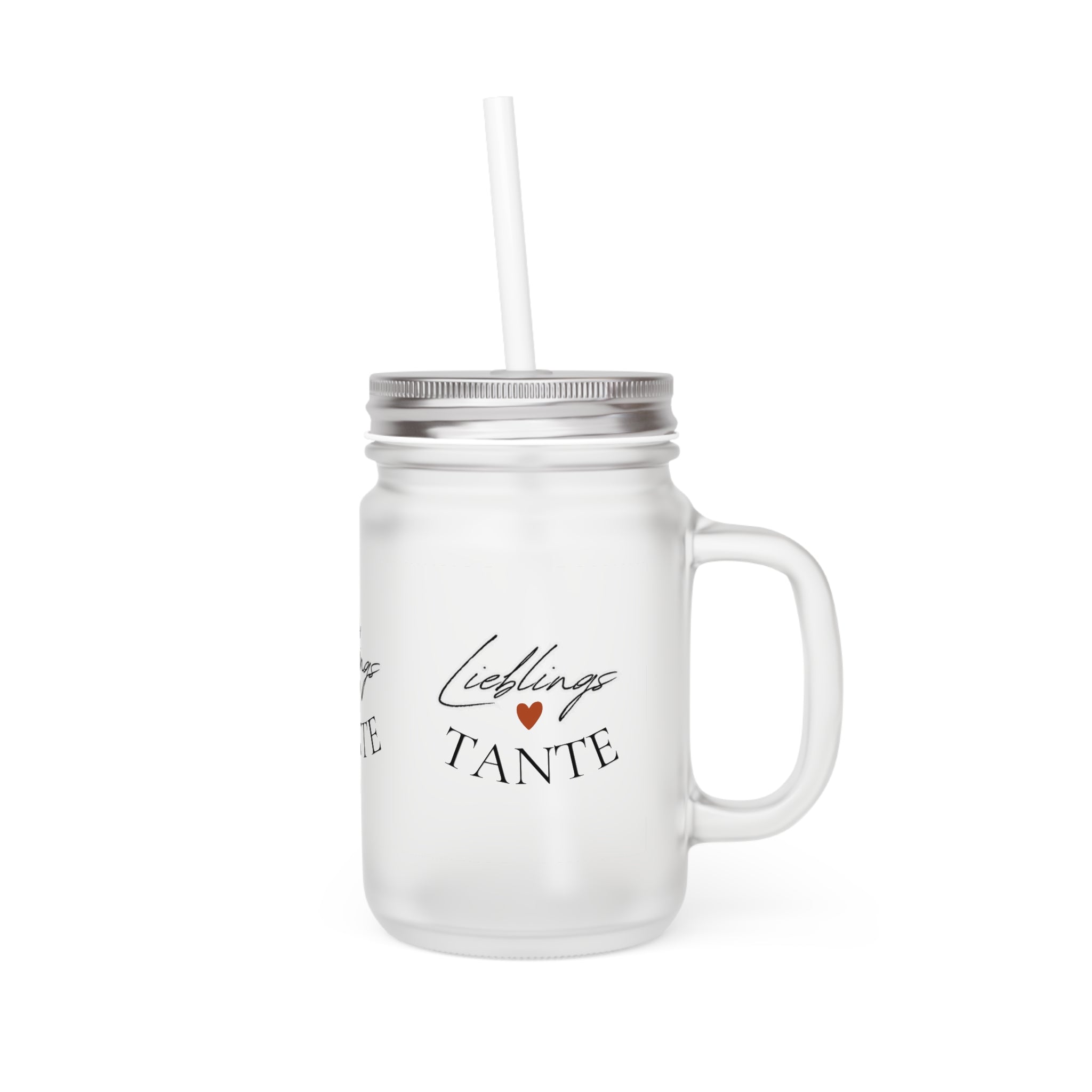 Lieblings-Tante Mason Jar | Trinkglas mit Strohhalm, Herz-Design für Tanten