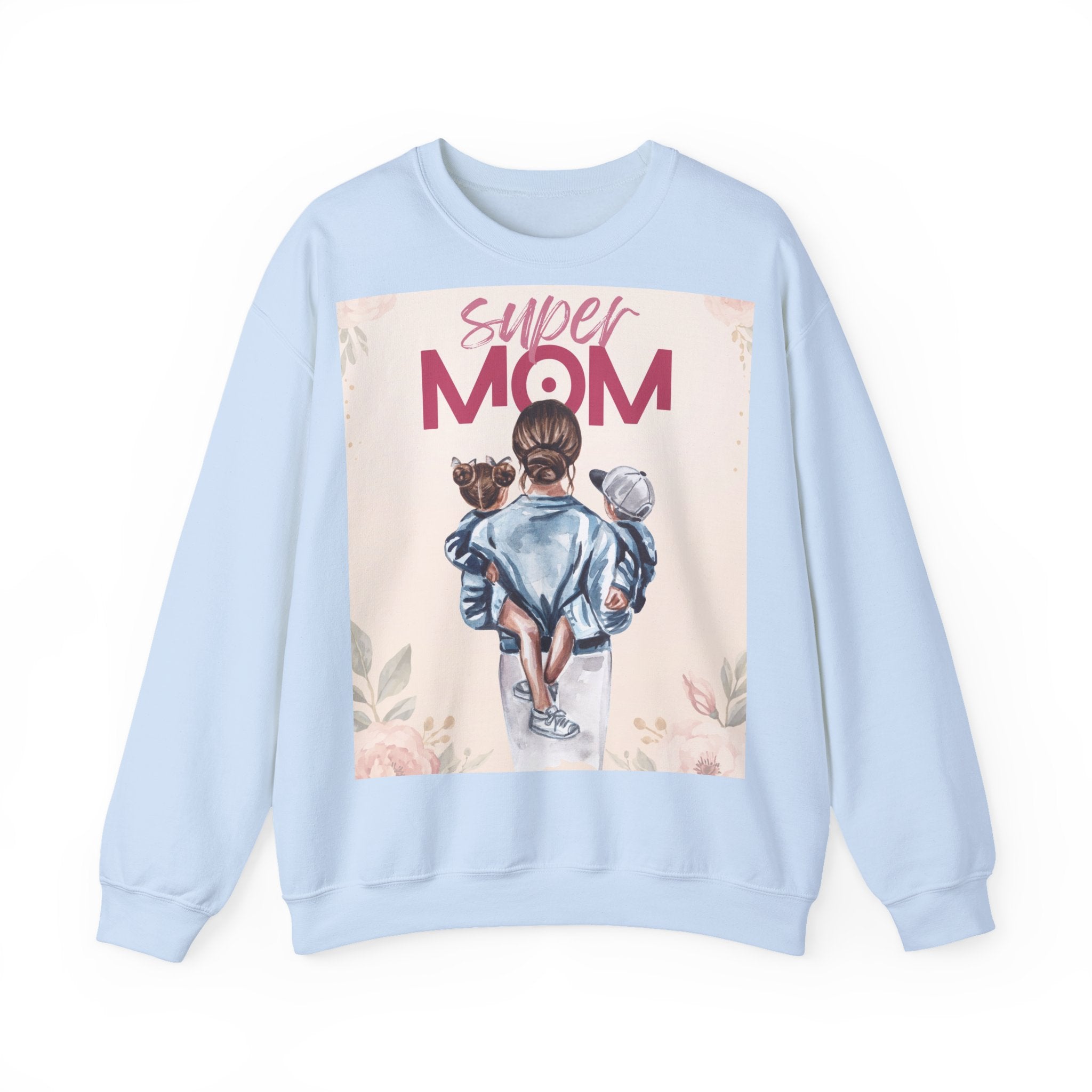 Unisex Sweatshirt „Super Mom“ | Gemütlicher Pullover mit Blumen-Illustration
