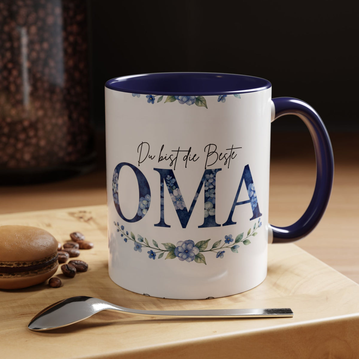 Oma Tasse – Du bist die Beste – Blumen-Motiv | Keramik Kaffeetasse Geschenk (11/15oz)