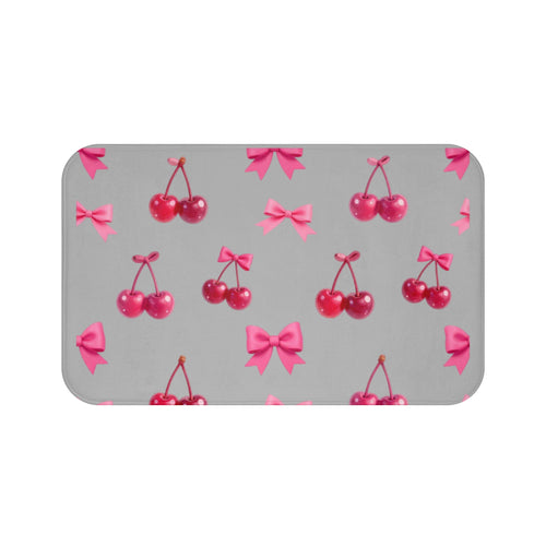 Badematte Kirsche & Schleife – Weiche Memory-Foam-Badematte mit Kirschenmuster | Rosa