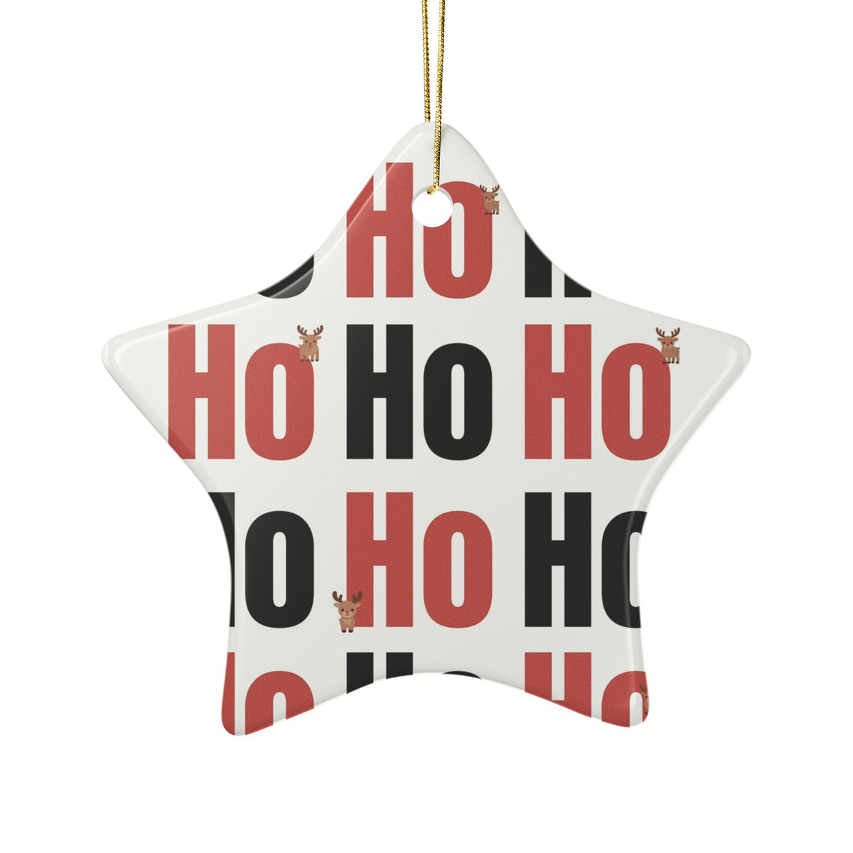 Keramik-Weihnachtsanhänger „Ho Ho Ho“ – Moderner Christbaumschmuck