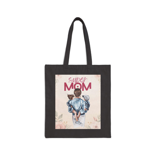 Baumwoll-Tragetasche „Super Mom“ | Robuste Canvas-Tasche mit Vintage-Print