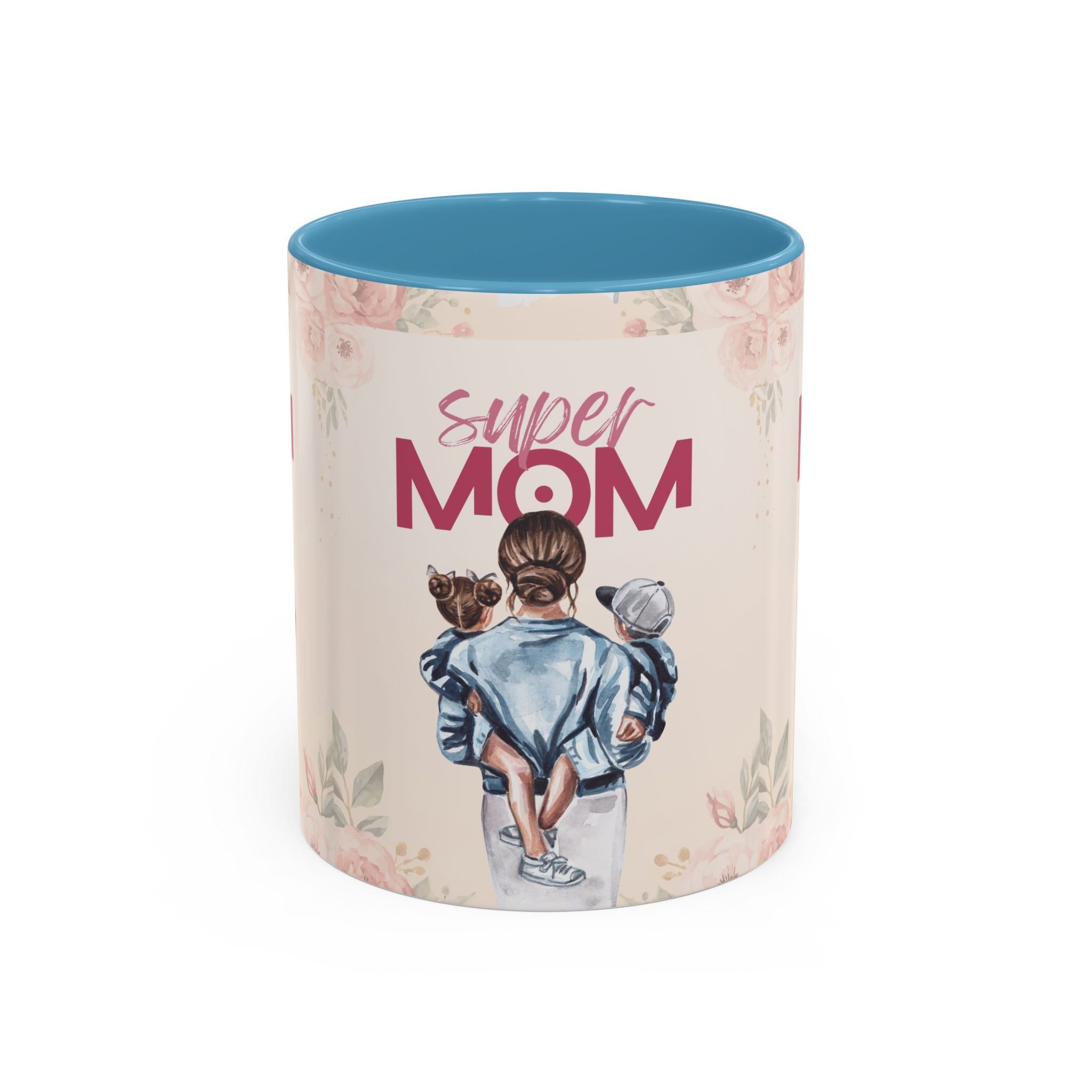 Keramikbecher „Super MOM“ mit Farbakzent | Tasse für Mamas