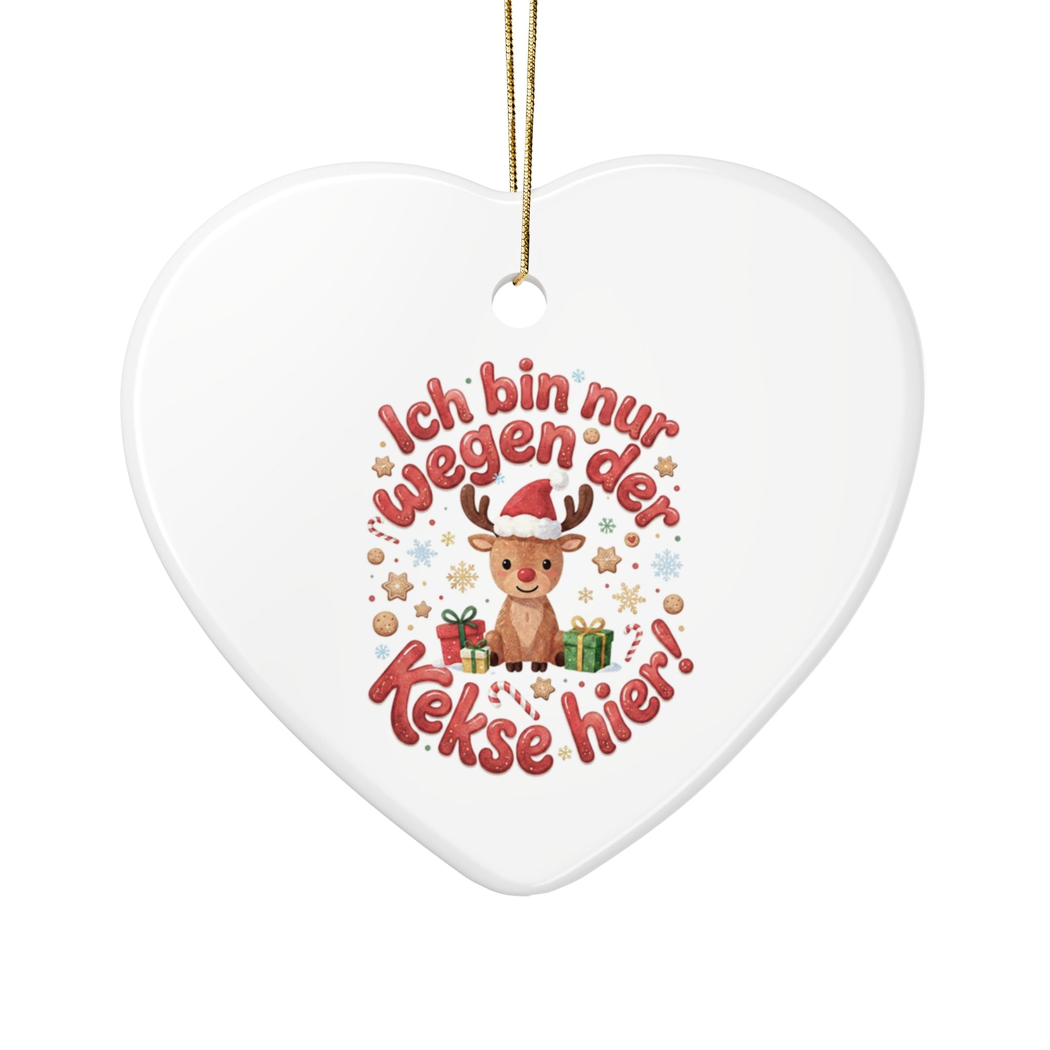 Keramik-Weihnachtsanhänger mit süßem Rentier-Motiv