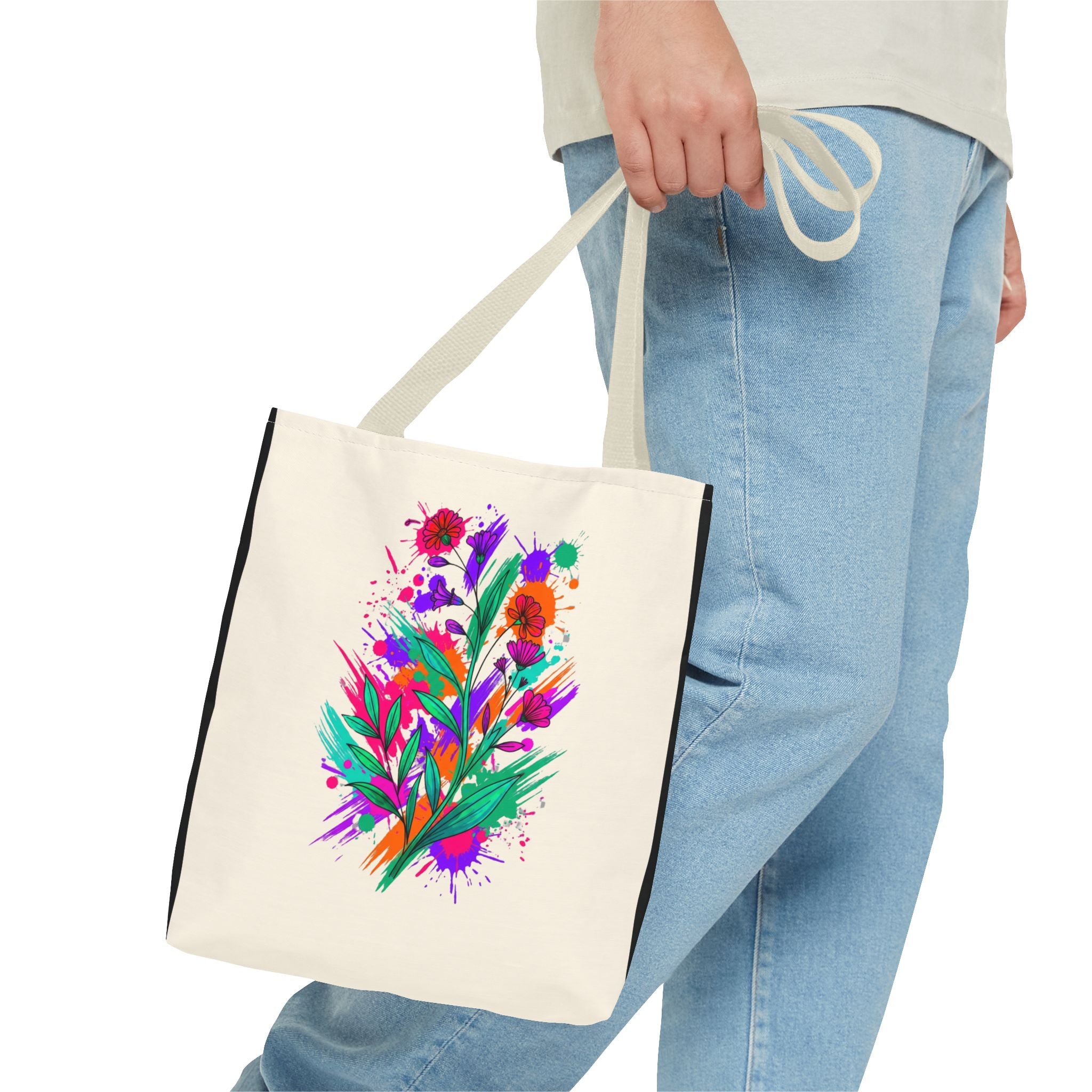 Polyester-Tragetasche „Aquarell-Blüten“ | Robuste Einkaufstasche mit Kunst-Flair
