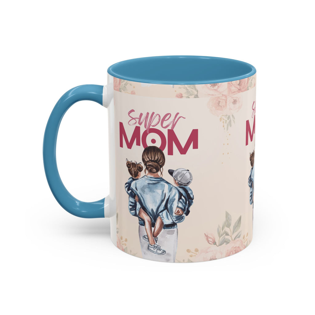 Keramikbecher „Super MOM“ mit Farbakzent | Tasse für Mamas