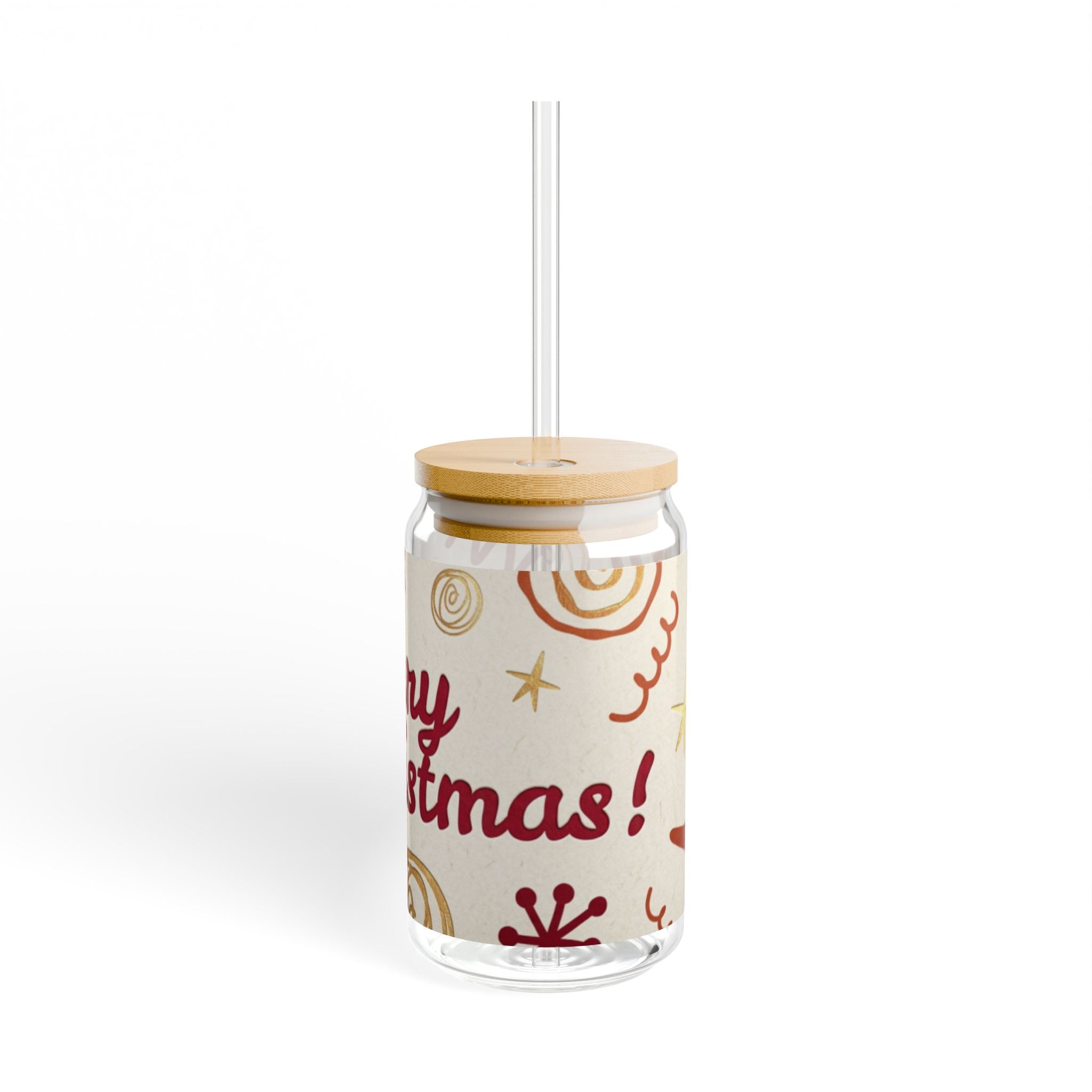 Glasbecher mit Strohhalm & Bambusdeckel „Sipper Glass“ | 16oz Becher aus gehärtetem Glas