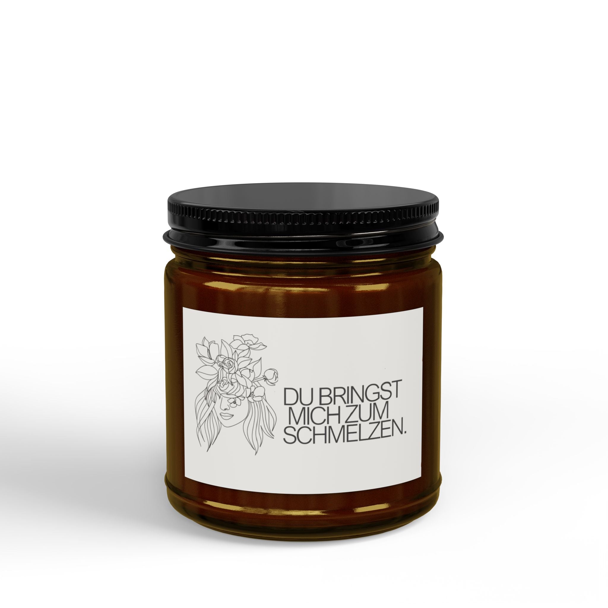 Minimalistische Sojakerze im Glas • Handgegossen Duftkerze Bio Sojawachs • Bernstein Glas Kerze Vegan • Geschenk für Sie Einzug
