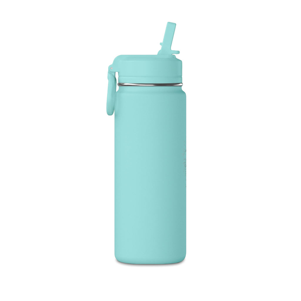 Personalisierte Trinkflasche Kinder mit Strohhalm | Edelstahl Trinkflasche Schule, Auslaufsicher Thermoflasche Kindergarten 590ml